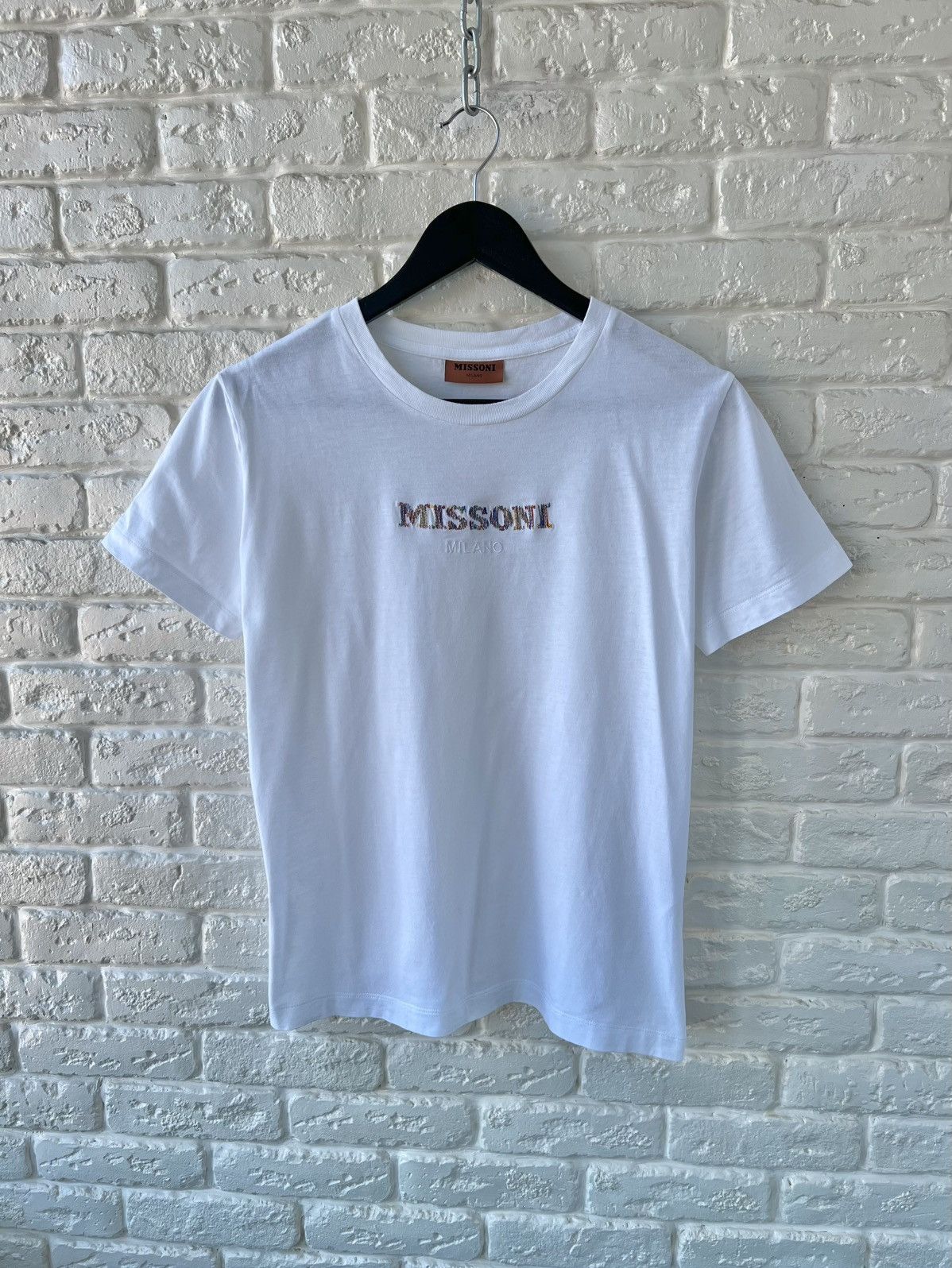 Missoni Missoni Milano White Embroidered Logo Tee T-Shirt Size M / US 6-8 / IT 42-44 - 1 Thumbnail