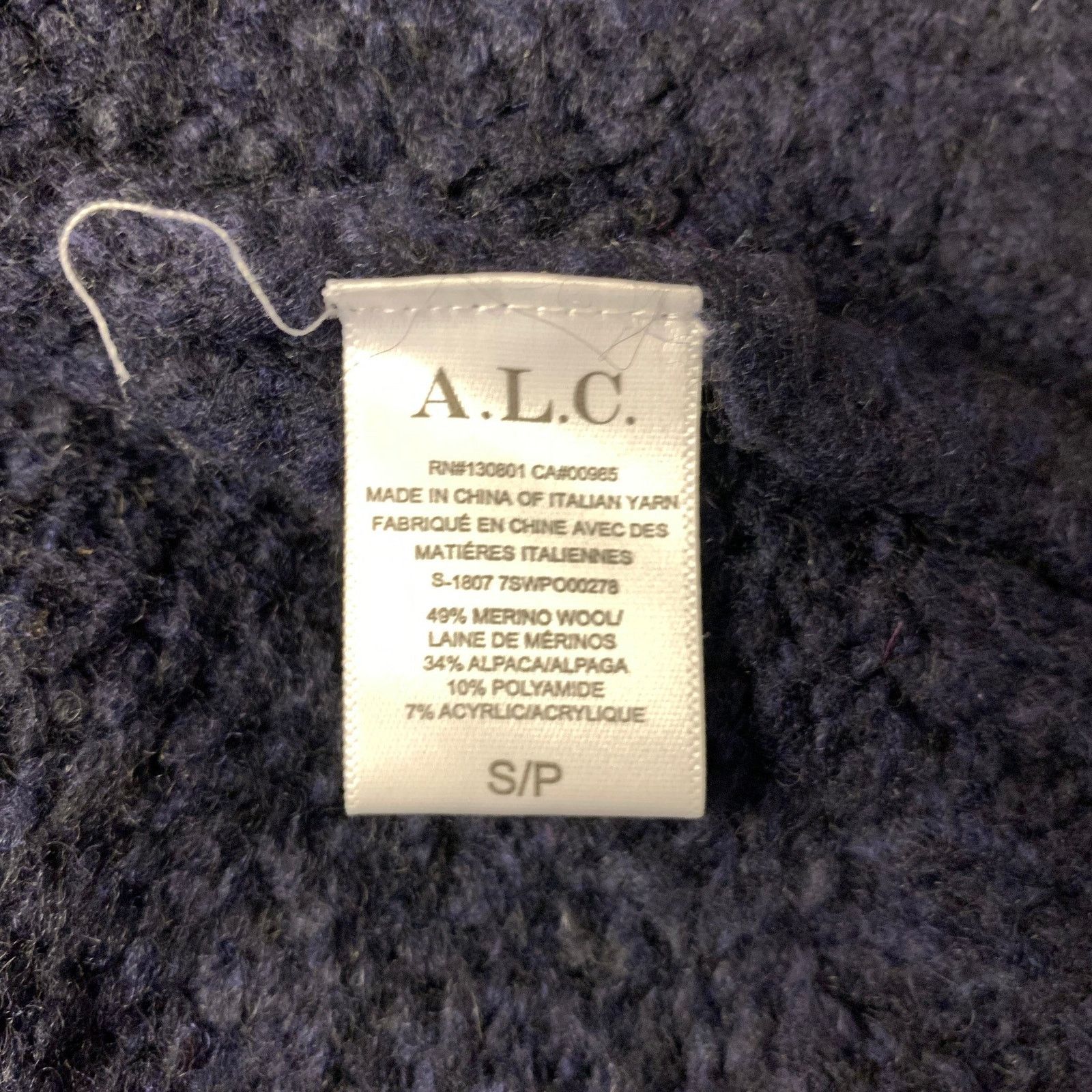 A.L.C. A.L.C. S Navy Neon Pink Wool Blend Geometric Pull On Sweater Size S / US 4 / IT 40 - 6 Thumbnail