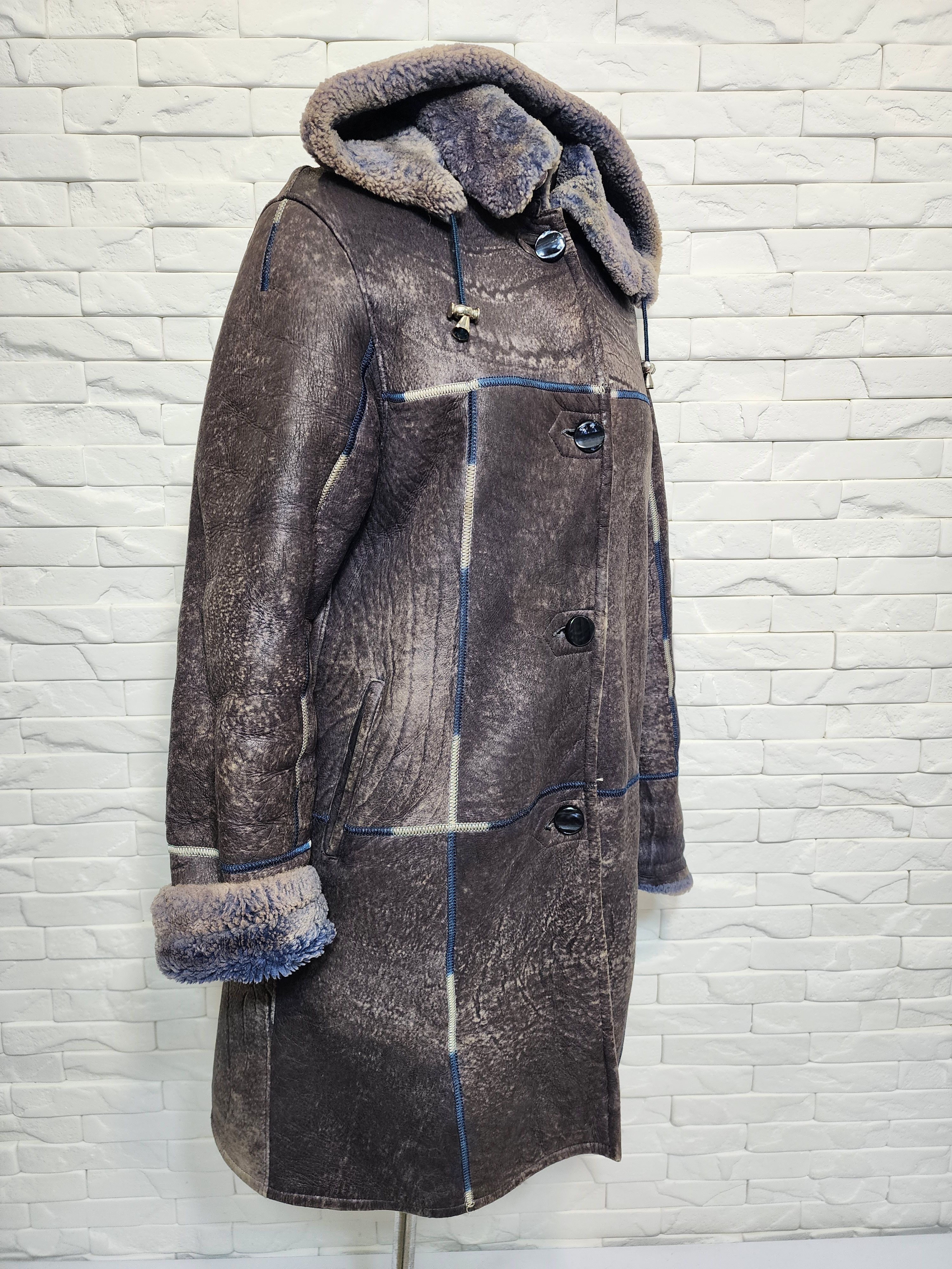 Furla Purple Sheepskin Coat: Women's Fur Winter Coat With Hood. Size XL / US 12-14 / IT 48-50 - 2 Thumbnail