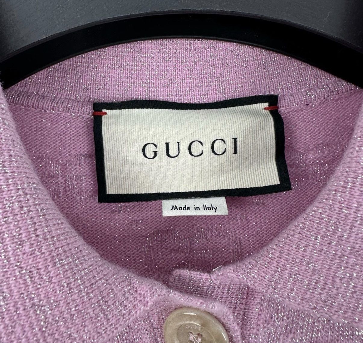 Gucci Gucci/Pink Double G All-Over Print Glitter Polo Knit Top K12 Size S / US 4 / IT 40 - 3 Thumbnail