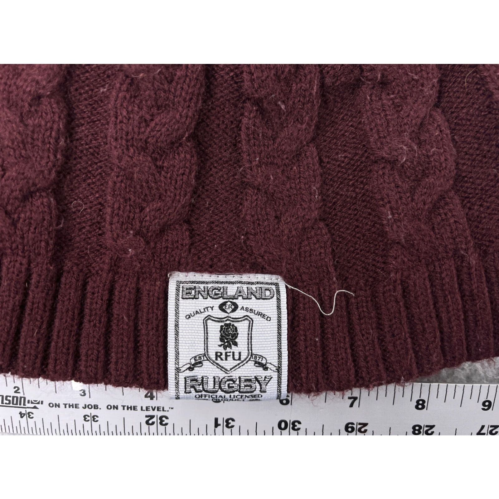 Vintage England Rugby RFU Beanie Adult One Size Burgundy Knit Acrylic Ski Est 1871 Size ONE SIZE - 2 Thumbnail
