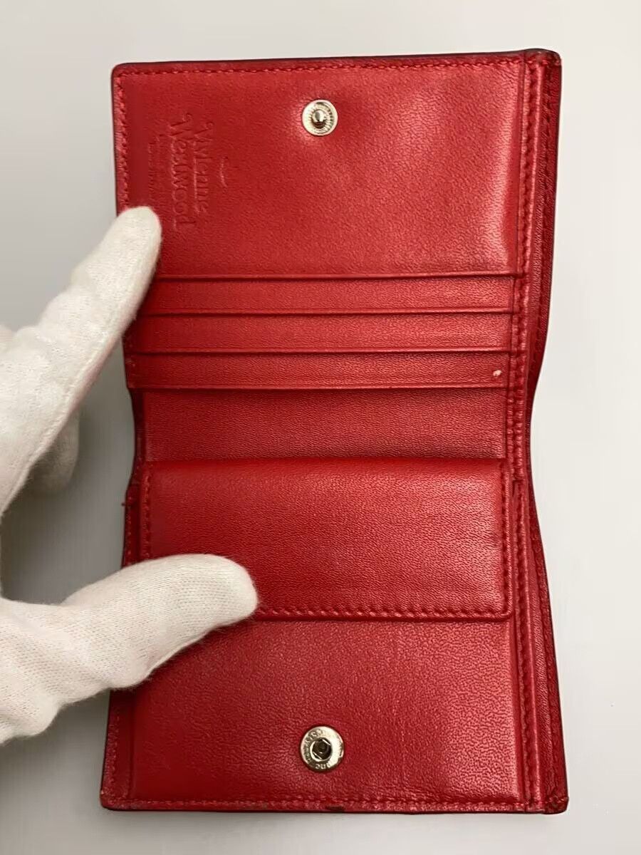 Vivienne Westwood Vivienne Westwood Plain Cowhide Tri-Fold Wallet Red Size ONE SIZE - 4 Thumbnail