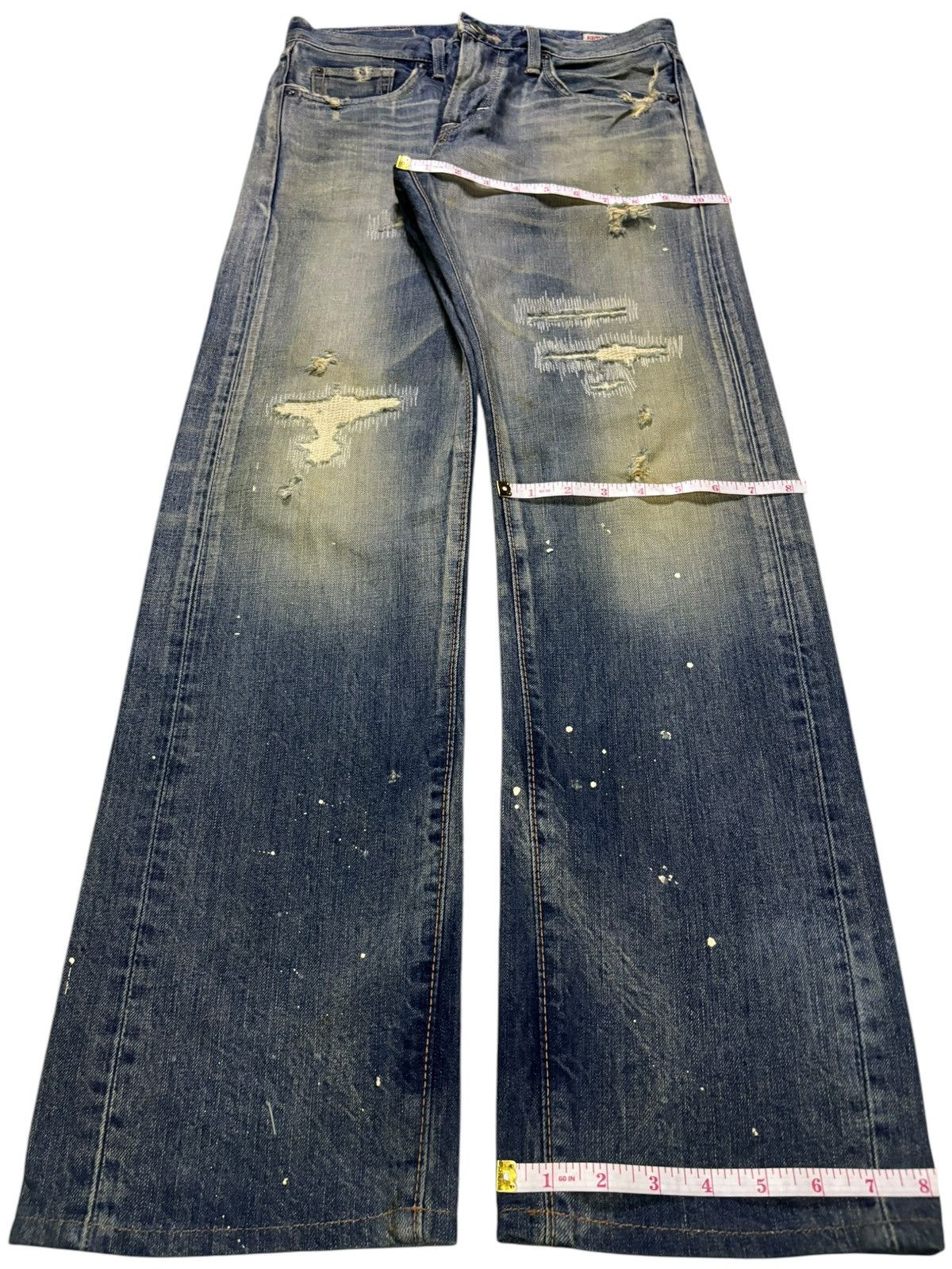 Edwin Vintage Edwin Painted Mud Wash Distress Sashiko Loose Jeans Size US 28 / EU 44 - 16 Thumbnail