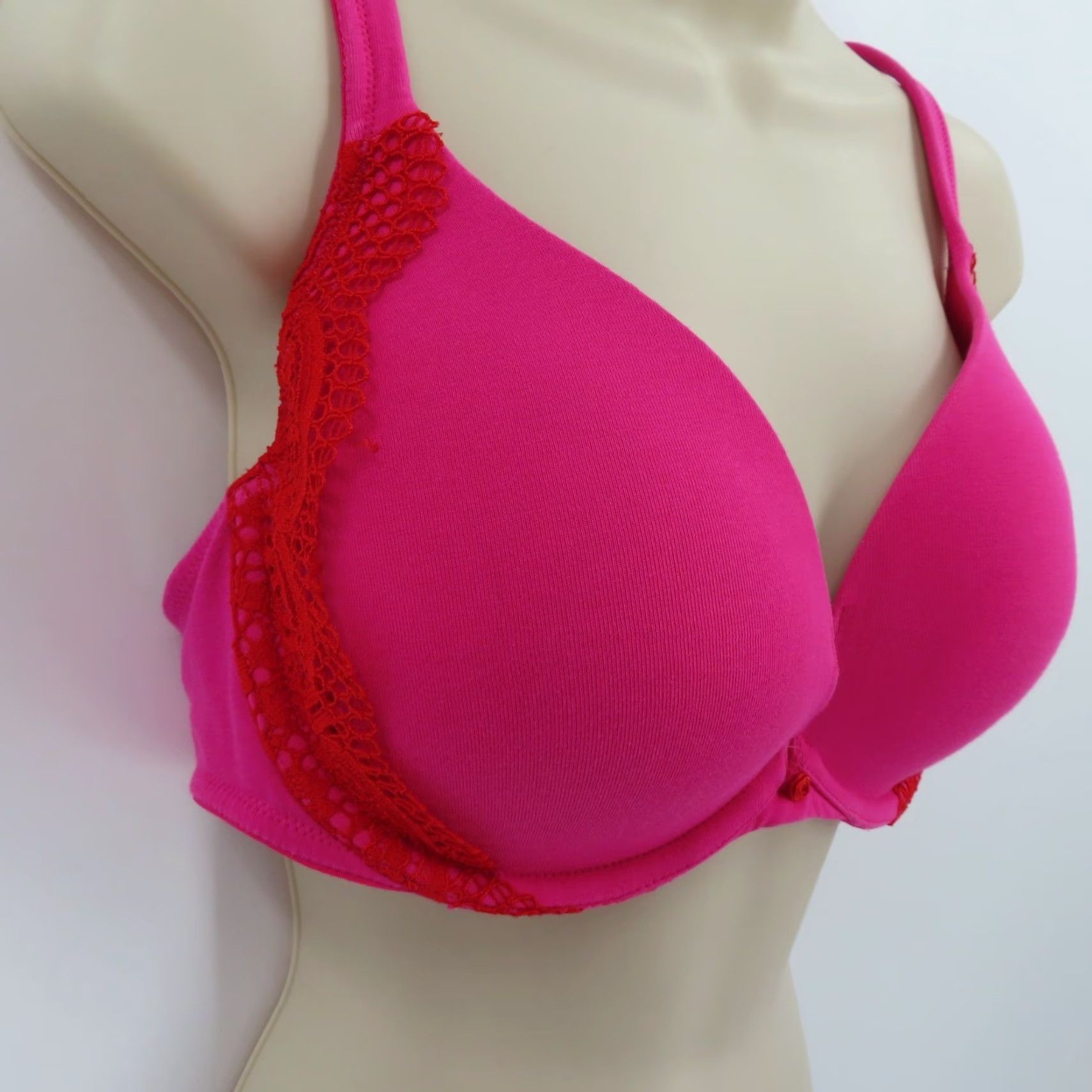 Pinko Cacique Bra 36DD Pink Lace Underwire Padded Lined Plunge T-Shirt Cup DD Womens Adult 36 Size ONE SIZE - 2 Thumbnail