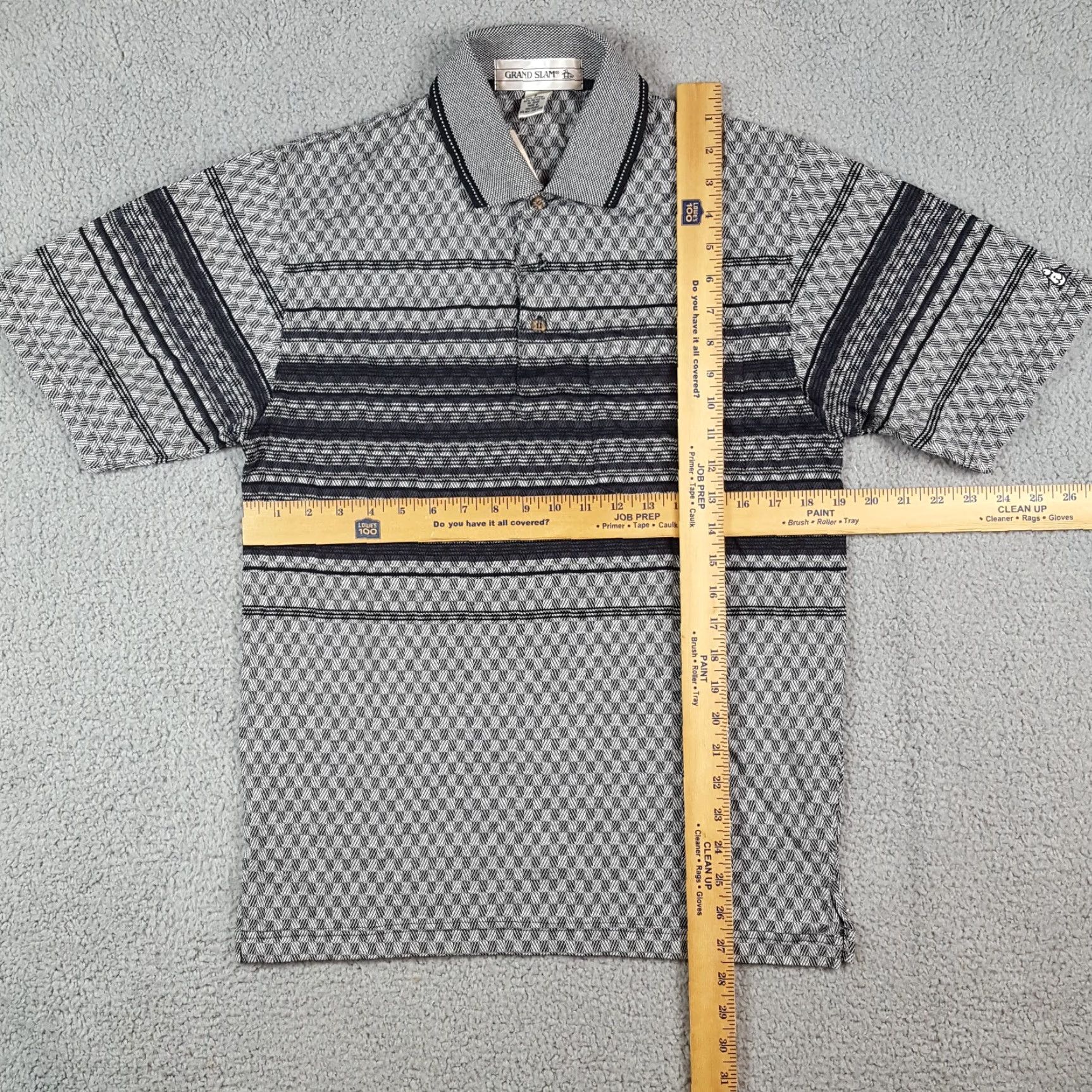 Vintage Gray Checked Striped Preppy Short Sleeve Men's Size S Collared Polo Dress Shirt Size 36R - 7 Thumbnail