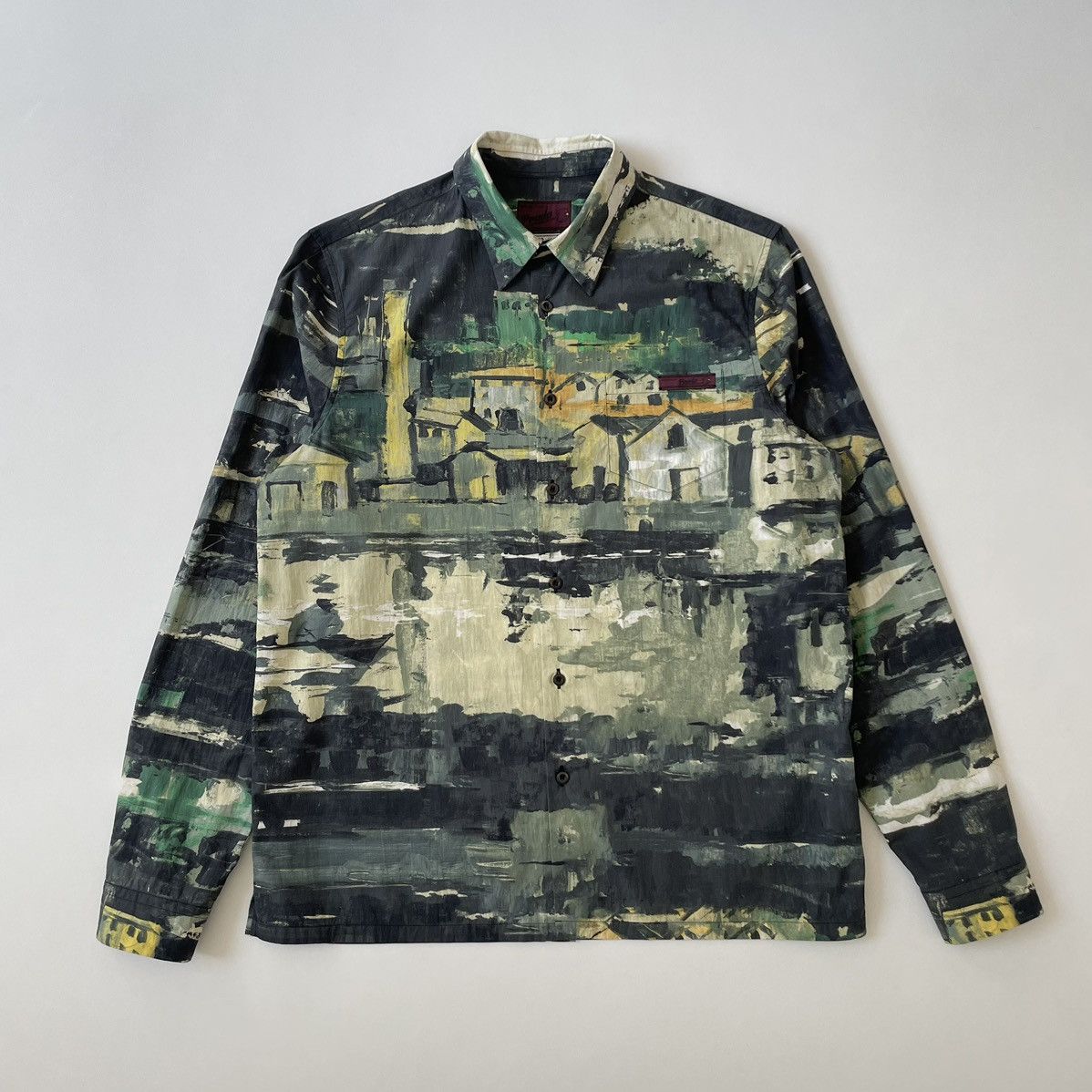 Prada A/W 17 Green ‘Village’ Print Cotton Shirt Size US M / EU 48-50 / 2 - 18 Thumbnail