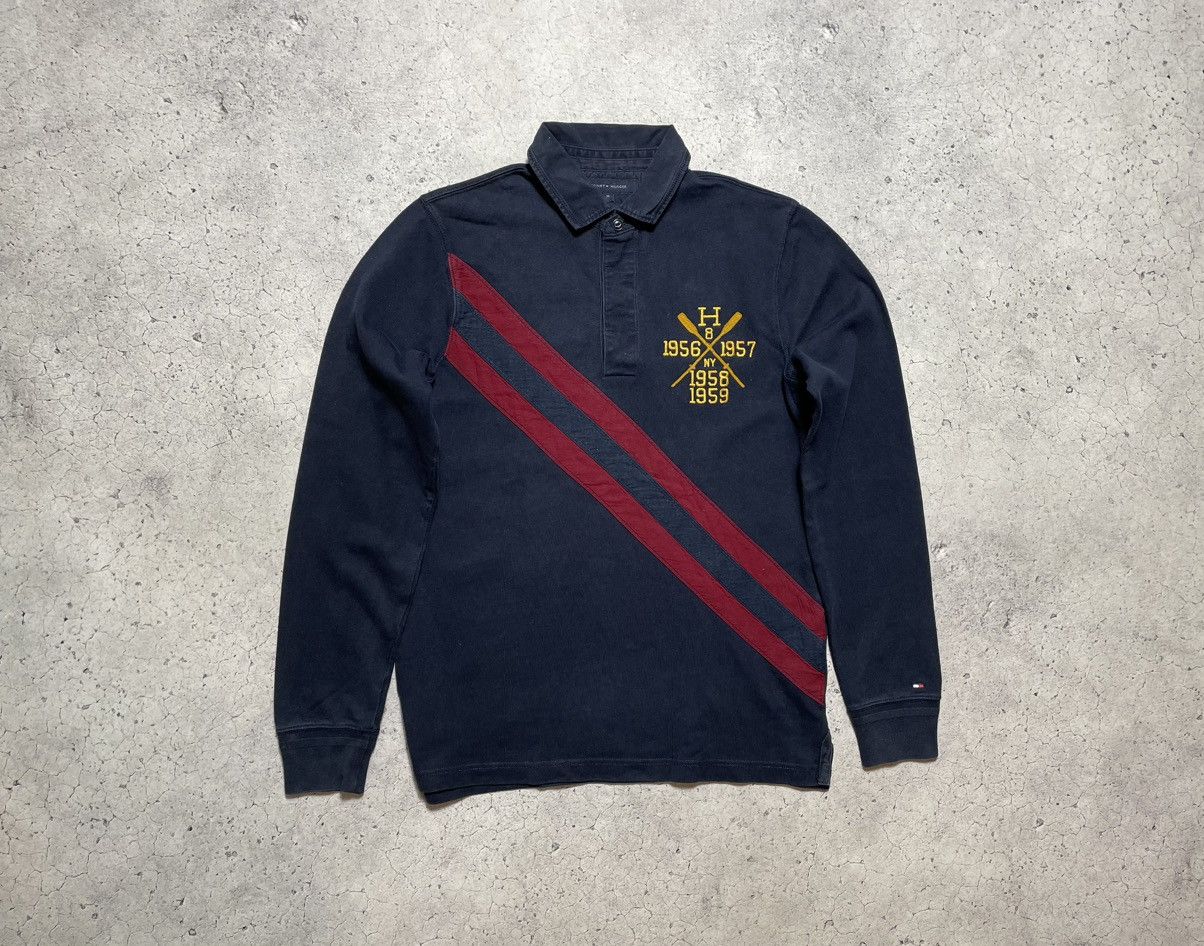 Tommy Hilfiger × Vintage Vintage 90s Tommy Hilfiger Striped Longsleeve Rugby Y2K #2 Size US M / EU 48-50 / 2 - 1 Thumbnail