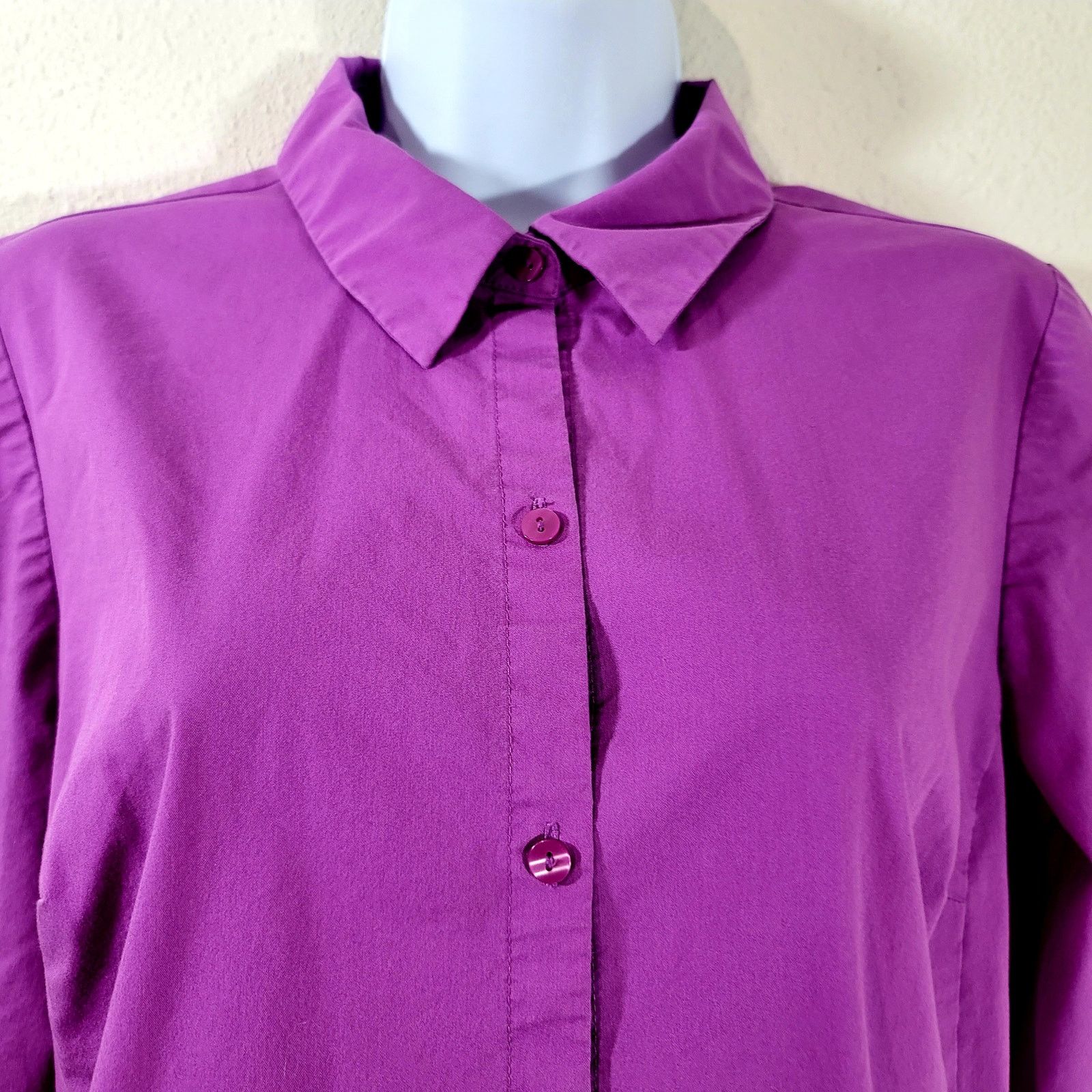 Other Worthington Purple Button Up Pointed Collar Top 10 Size L / US 10 / IT 46 - 5 Thumbnail