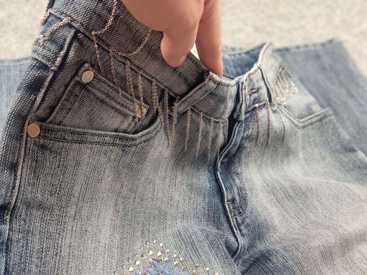 If Six Was Nine Rosa & Rose vintage Y2K Style Faded denim Flared Jeans LGB Size 28" / US 6 / IT 42 - 14 Thumbnail