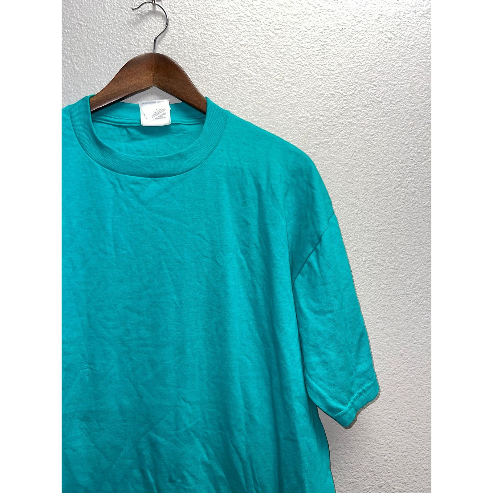 Jerzees Vintage Teal Blank Shirt Jerzees Heavyweight Cotton Tee 90s Size US L / EU 52-54 / 3 - 2 Thumbnail