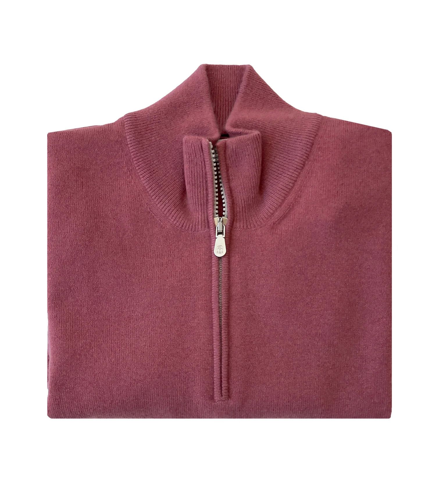 Brunello Cucinelli o1gr1nt0525 Half Zip Cashmere Pullover in Raspberry Size US M / EU 48-50 / 2 - 2 Thumbnail