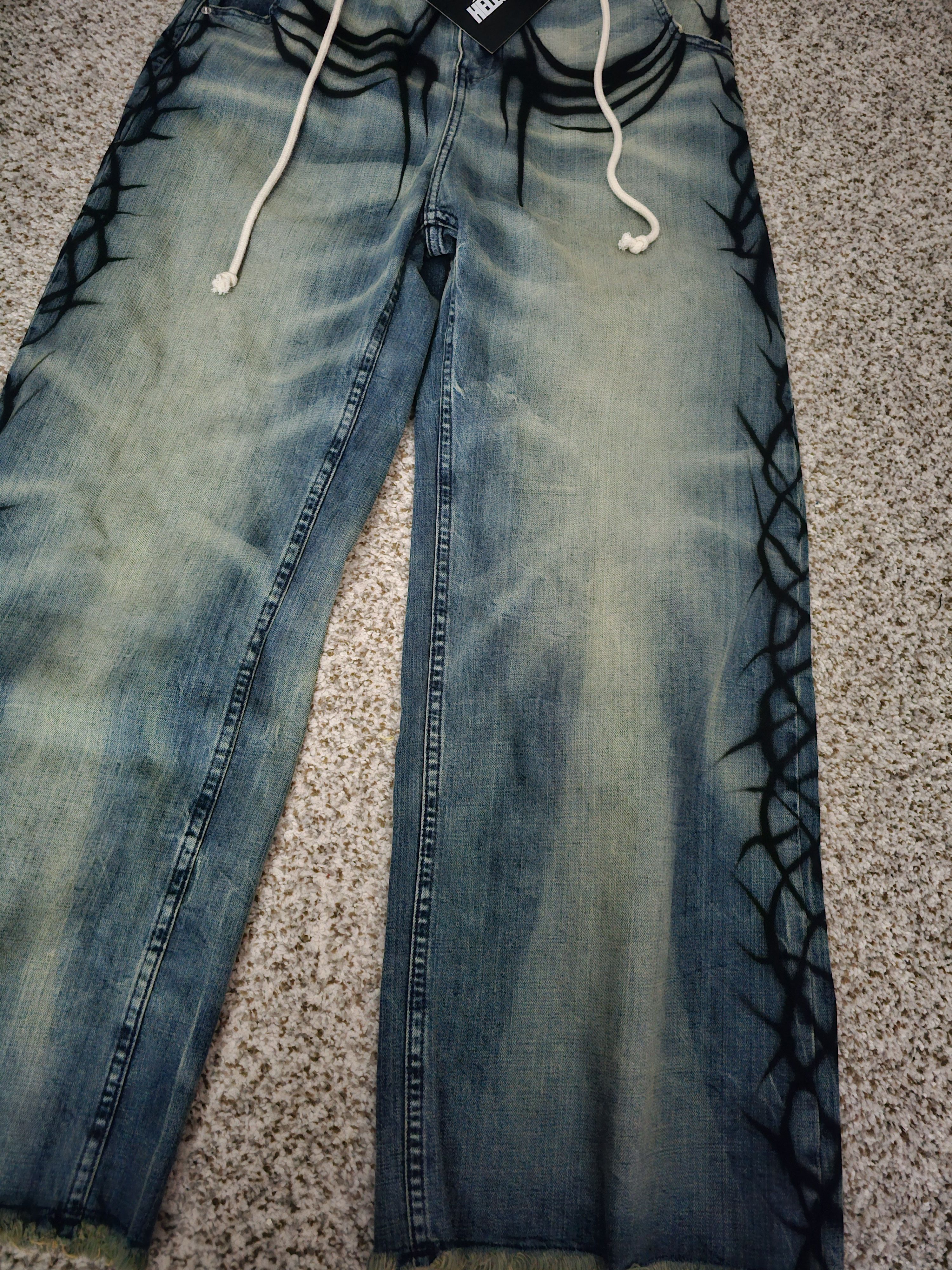 HELLSTAR Hellstar Raw Edge Air Brushed Jeans Size US 34 / EU 50 - 7 Thumbnail