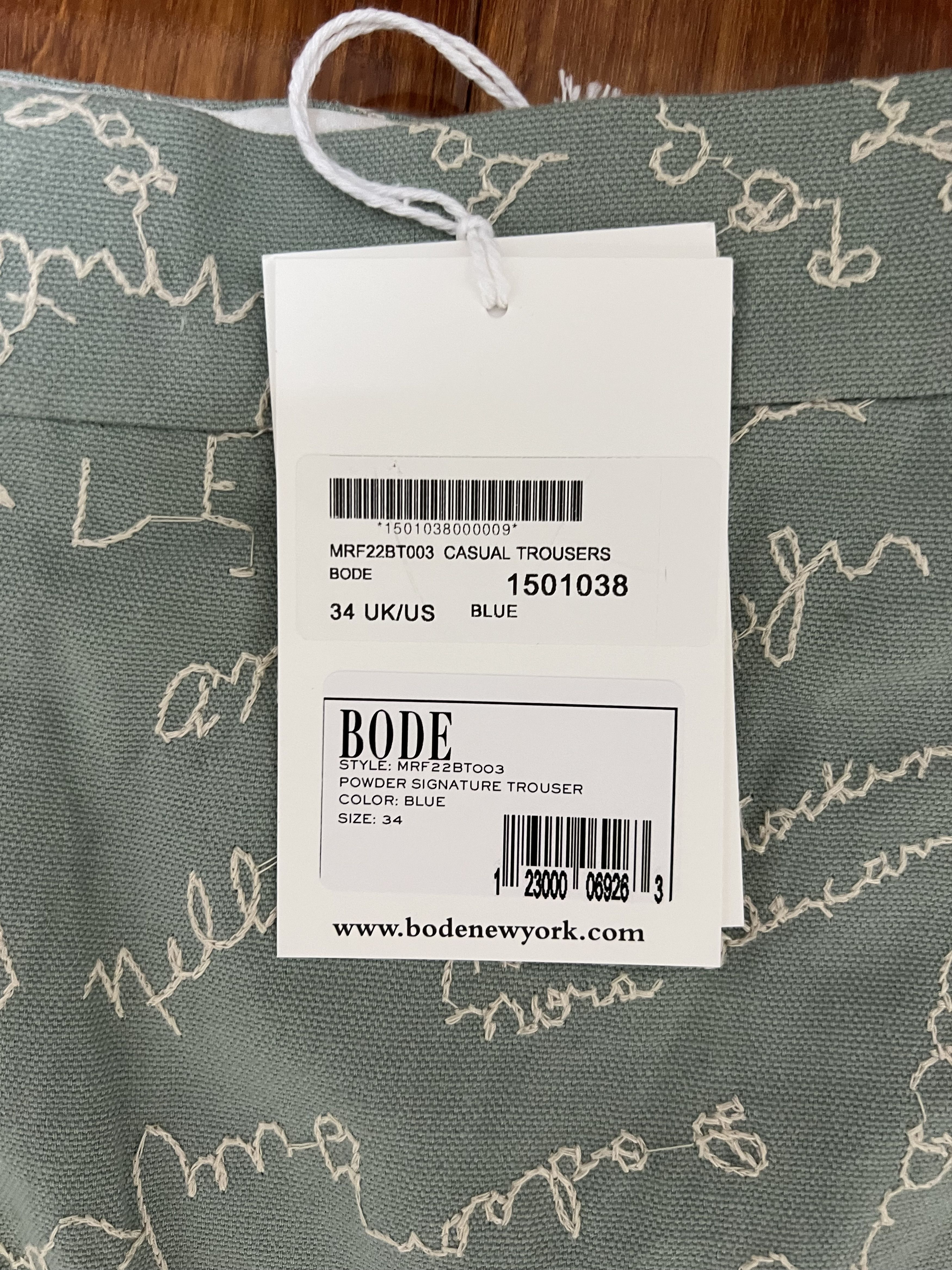 Bode 💚 FW22 Bode Green Embroidered Powder Signature Trousers NEW Size US 34 / EU 50 - 10 Thumbnail