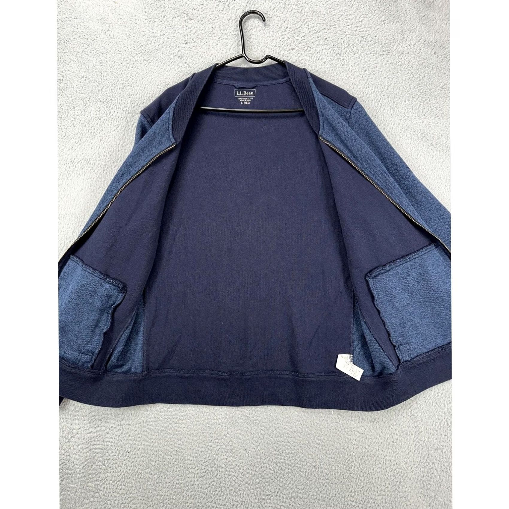 Vintage L.L. Bean Jacket Mens Large Navy Blue Full Zip Traditional Fit Elbow Patch Mens Size US L / EU 52-54 / 3 - 4 Thumbnail
