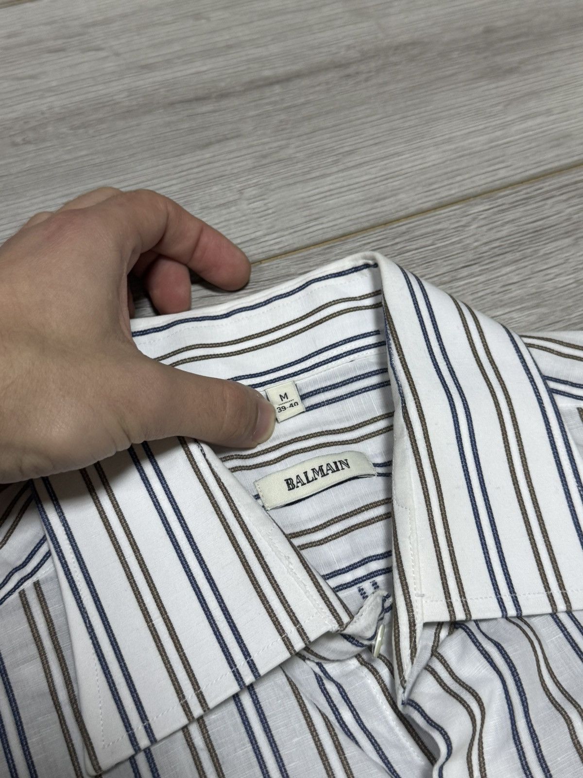 Balmain Balmain linen shirt buttons up pocket B logo striped Size US M / EU 48-50 / 2 - 3 Thumbnail