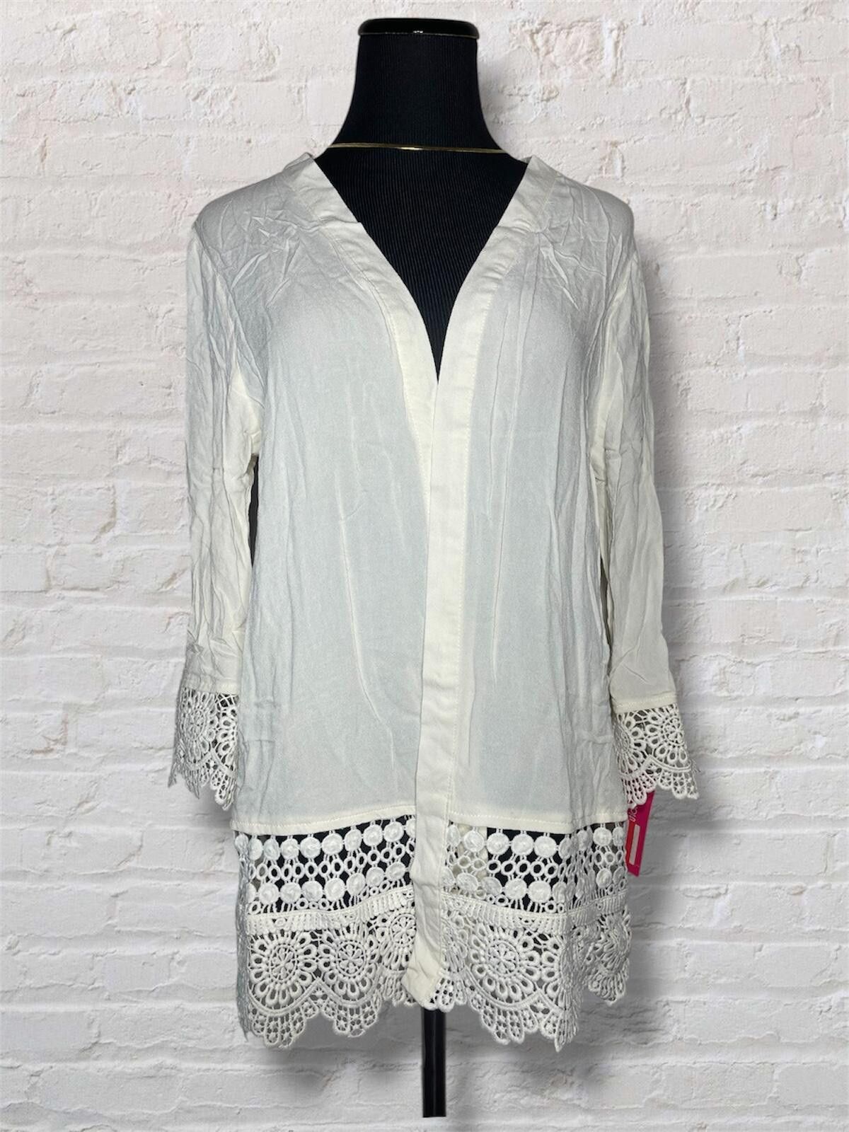 Other Ivory Green Garden Tunic Boho Crochet Lace Hem Duster Sz L Size L / US 10 / IT 46 - 1 Thumbnail