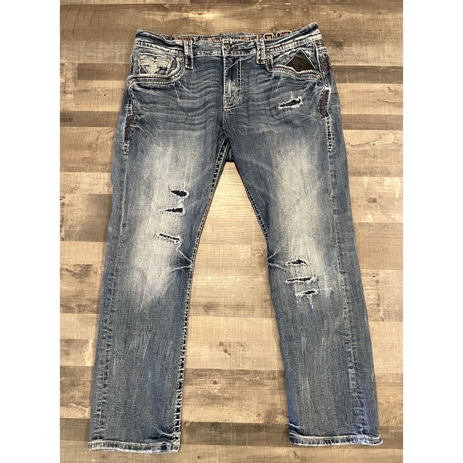 Vintage Rock Revival Mens Jeans 38 Fit - Blue Denim Size US 38 / EU 54 - 5 Thumbnail