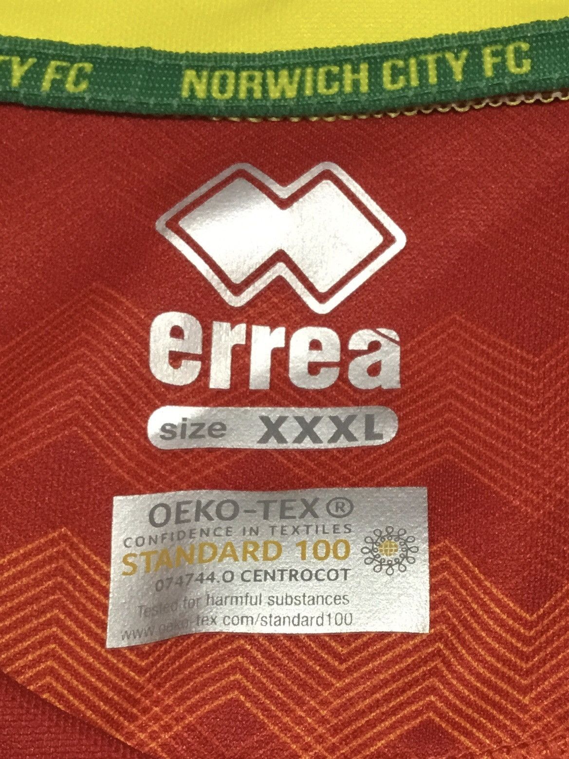 Errea 2019 Red Norwich City FC Away Shirt - XXXL - Errea Size US XXL / EU 58 / 5 - 5 Thumbnail
