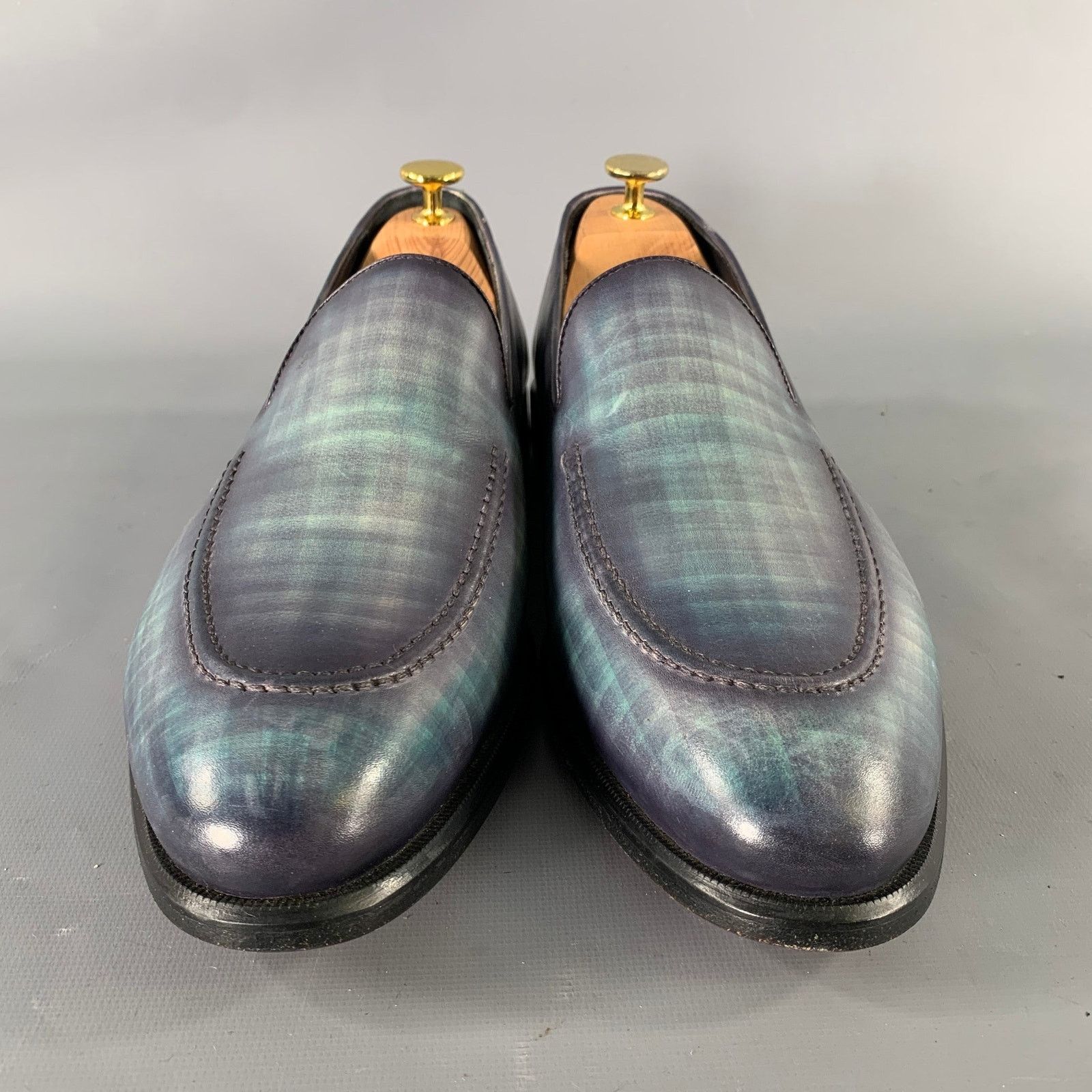 Other KLEIN EPSTEIN & PARKER Turquoise Blue Leather Loafers Size US 9.5 / EU 42-43 - 4 Thumbnail