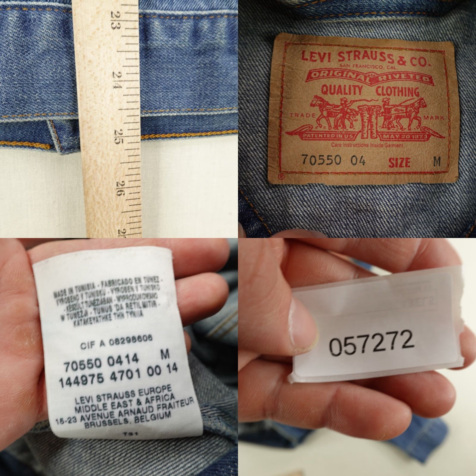 Levi's VINTAGE Levi's Denim Jacket Mens Medium Blue Trucker Jean Coat Red Tab Button Up 70550 - Casual Everyday 70550 Mens Medium Blue Denim Jacket Size US 31 - 8 Thumbnail