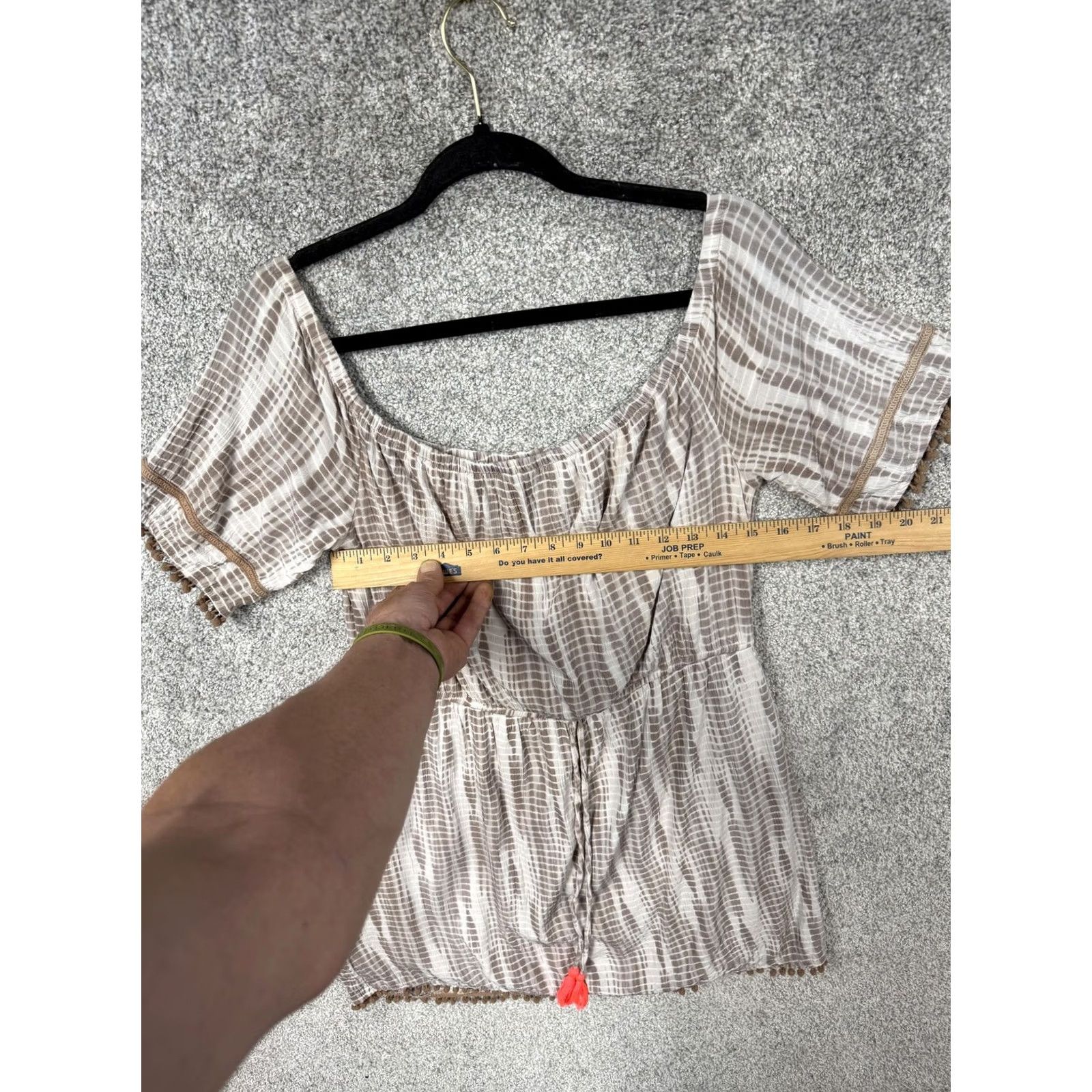 Vintage Dizzy Lizzy Sundress L Beige Geometric Short Sundress Tassel Trim Boho Beach Vacation Resortwear Womens/Adult L Size L / US 10 / IT 46 - 3 Thumbnail