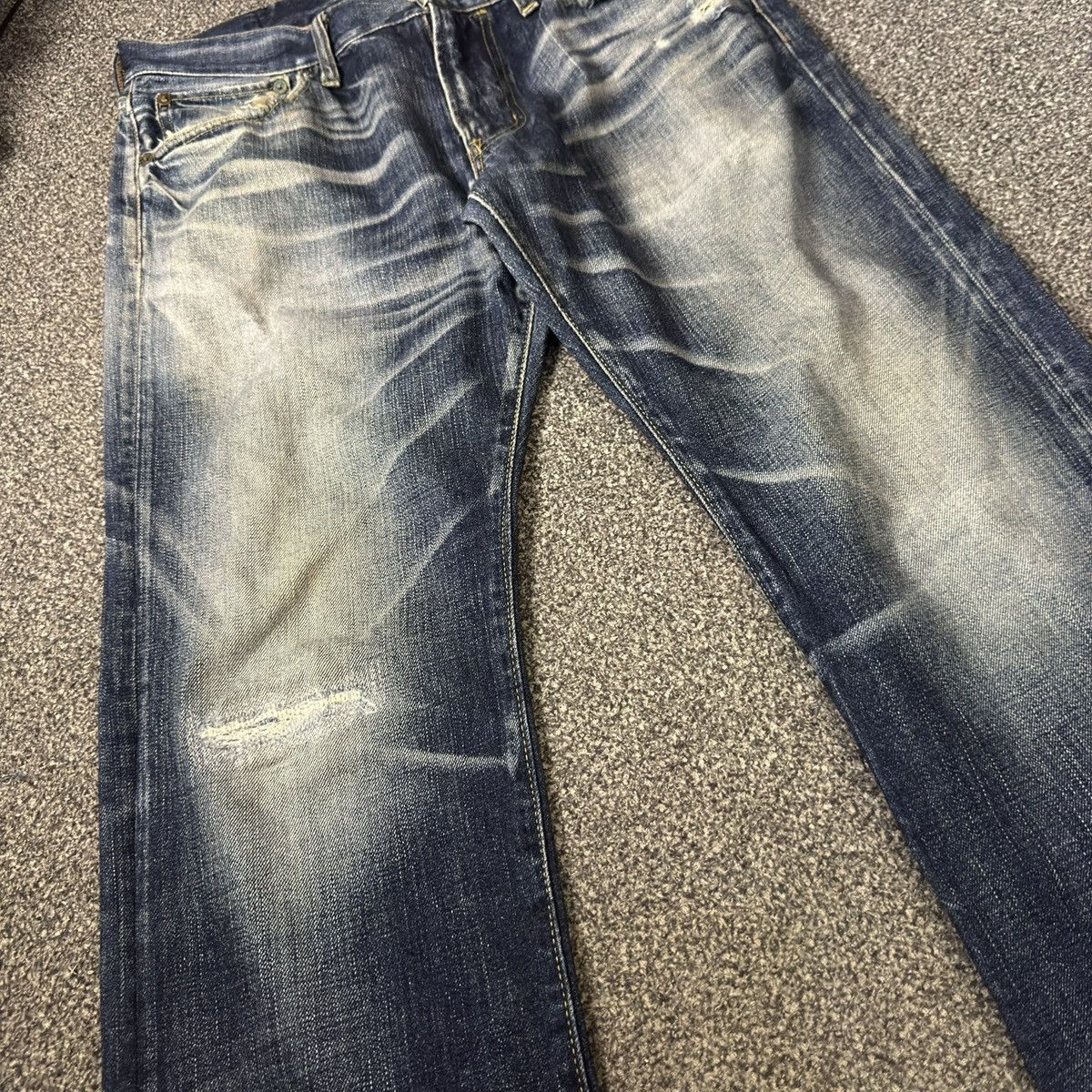 14th Addiction Vintage 90s Distressed Wash Back Number Straight Cut Denim Size US 34 / EU 50 - 4 Thumbnail