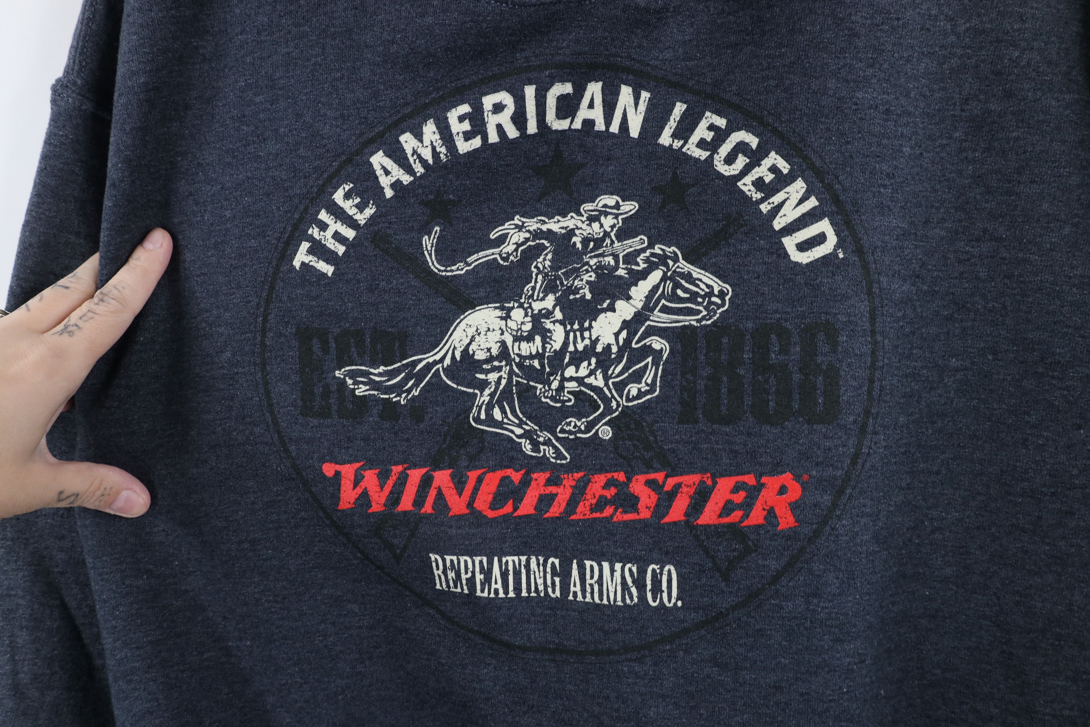 Vintage × Winchester Vintage Winchester Out Guns Hoodie Sweatshirt Heather Gray Size US M / EU 48-50 / 2 - 4 Thumbnail