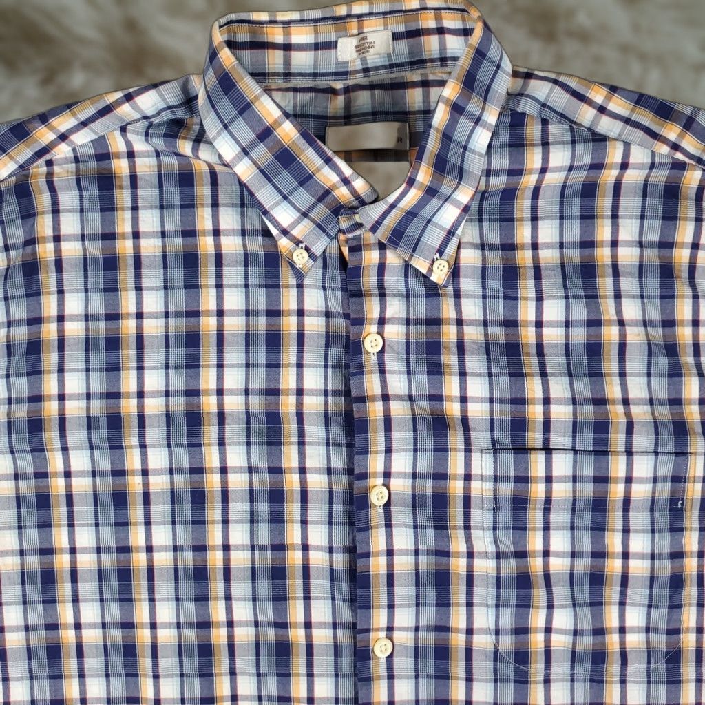 Peter Millar Peter Millar Shirt Mens Large Blue Plaid Short Sleeve Button-Up Casual Pure Cotton Size US L / EU 52-54 / 3 - 1 Thumbnail