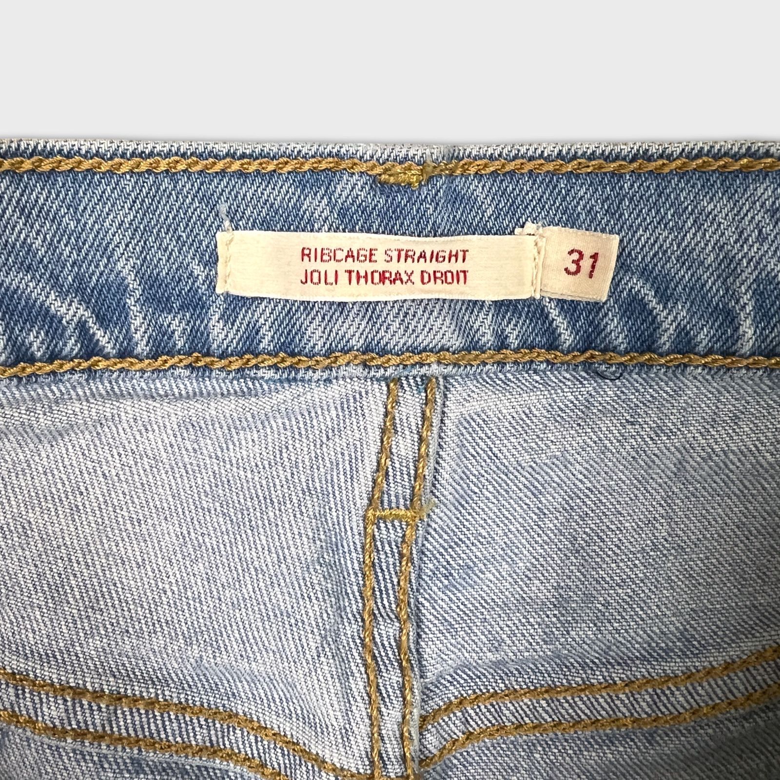 Levi's × Vintage Levi's Ribcage Straight Jeans High Rise Distressed Denim Size 31" - 10 Thumbnail