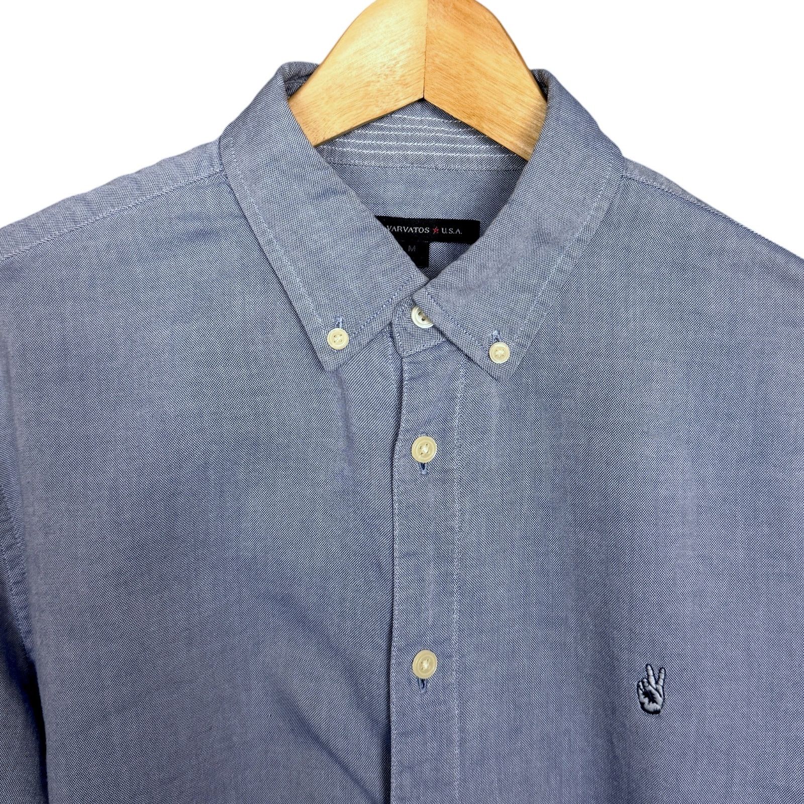 John Varvatos John Varvatos USA Light Blue Peace Logo Men's M Button Down Size US M / EU 48-50 / 2 - 3 Thumbnail