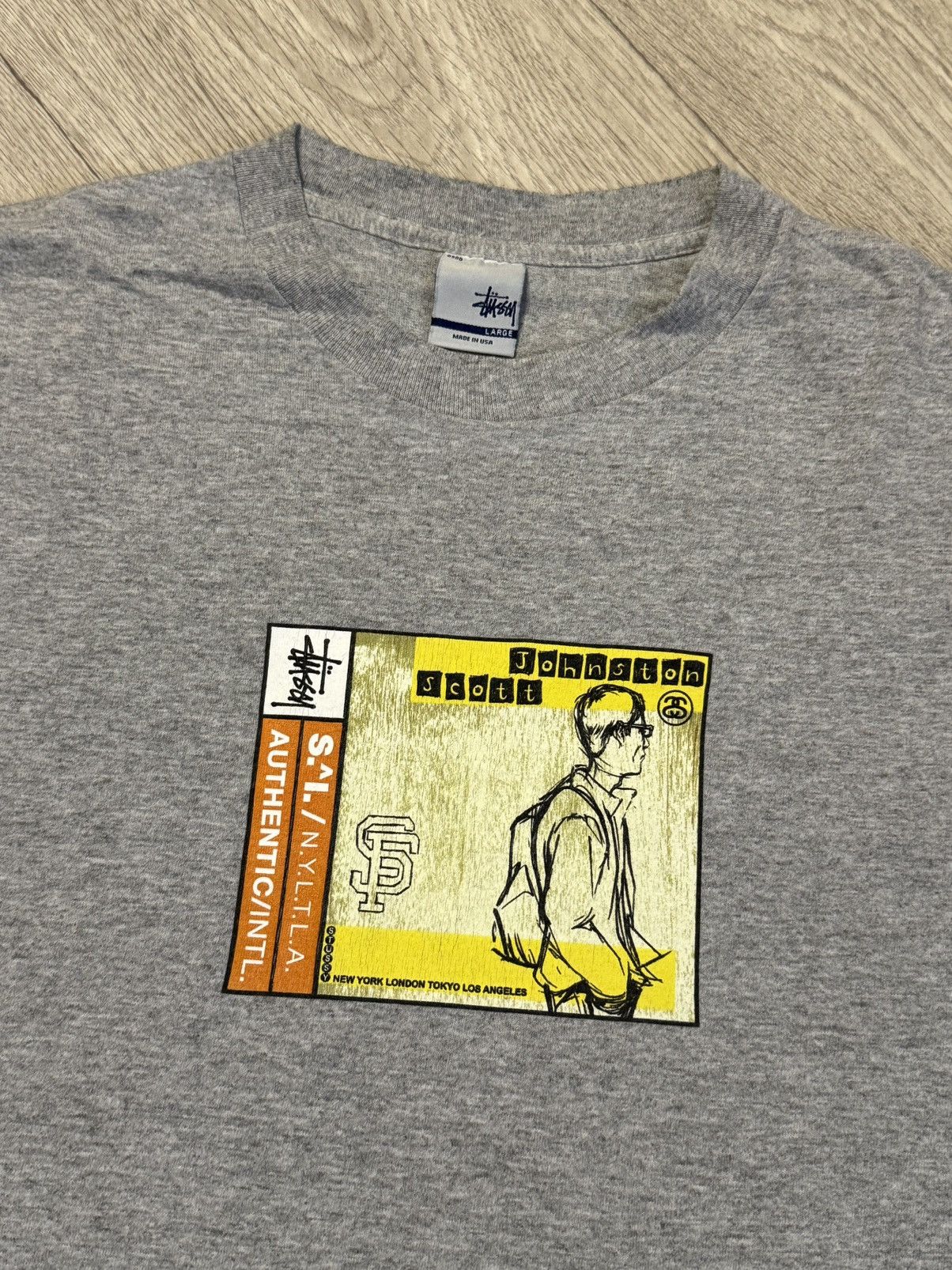 Stussy × Vintage 🔷Rare Vintage Stussy x Johnston Scott T-shirt 90s🔷 Size US L / EU 52-54 / 3 - 3 Thumbnail