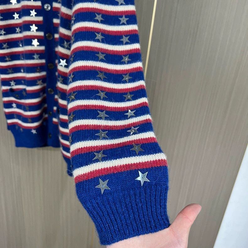 Celine Celine Star Striped Wool Knit Cardigan Size US S / EU 44-46 / 1 - 4 Thumbnail