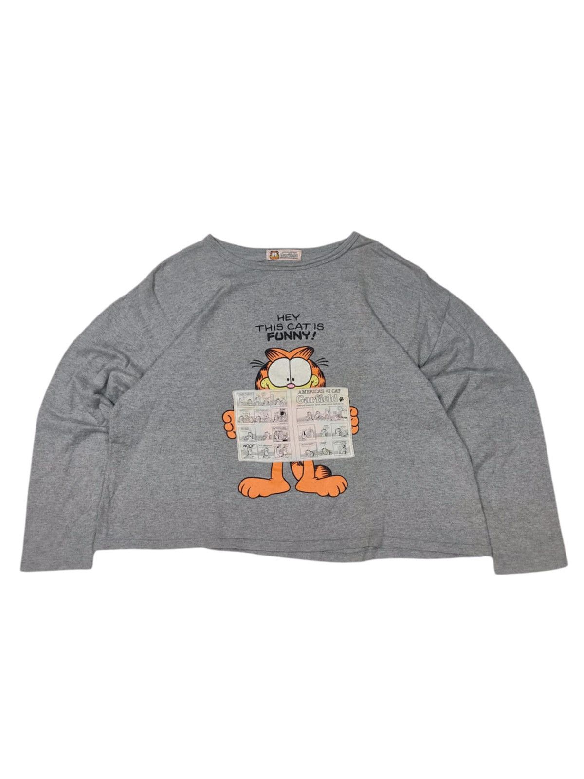 Vintage VINTAGE 70s Garfield Characters Long Sleeves Crop Top Size L / US 10 / IT 46 - 1 Thumbnail