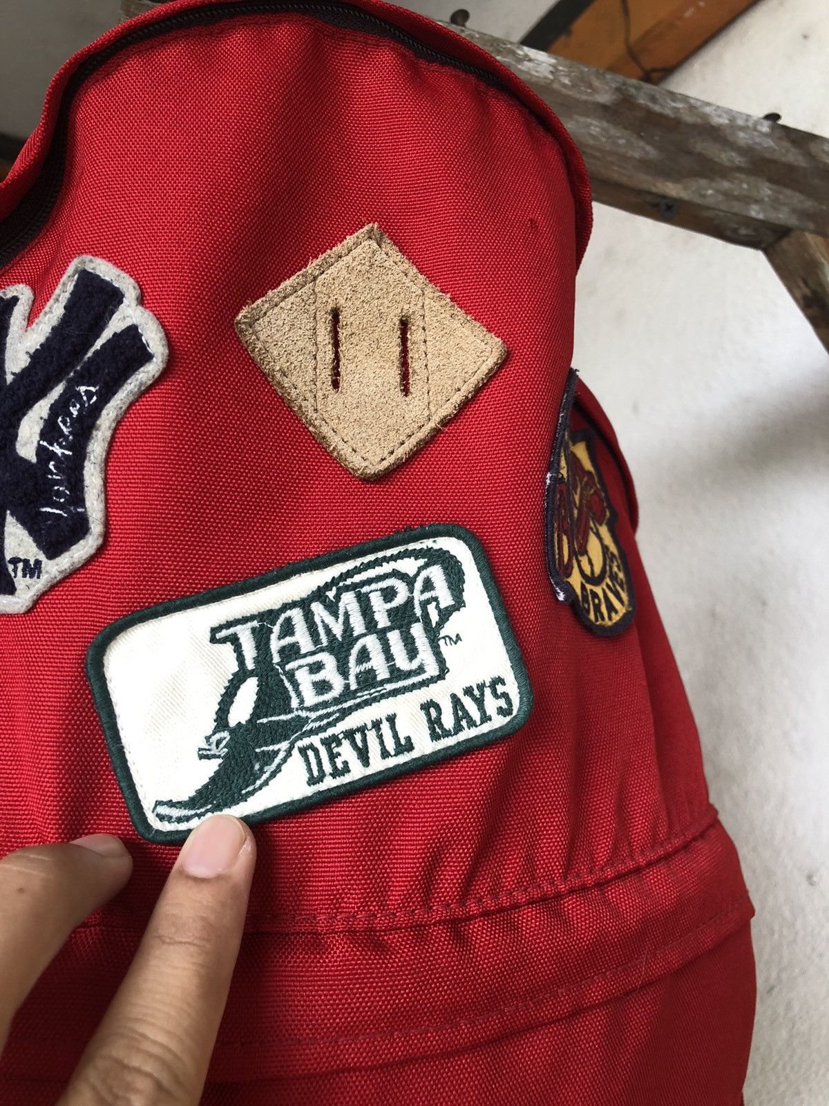 Japanese Brand Rare❗️Vintage MLB x Uniqlo Multi Patches Clup Bag Pack Size ONE SIZE - 5 Thumbnail