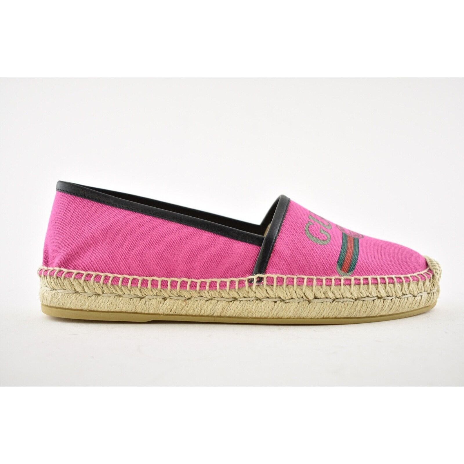 Gucci Gucci Pilar Pink Canvas Black Leather Trim GG Logo Print Size US 5.5 / IT 35.5 - 3 Thumbnail