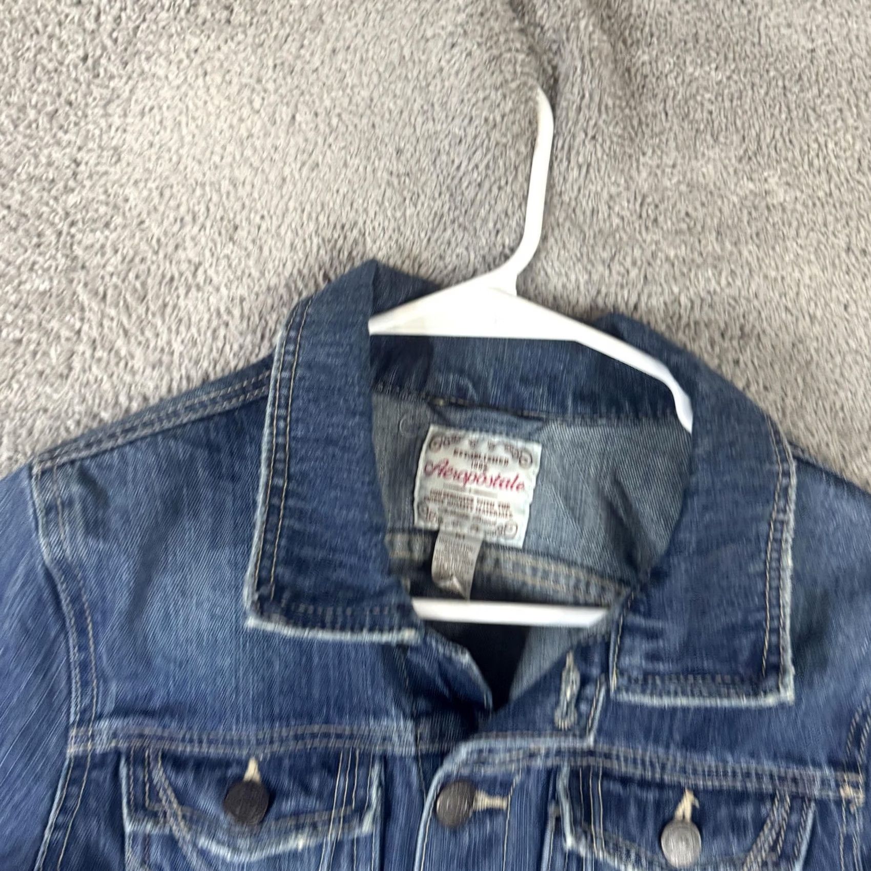 Aeropostale Aeropostale Denim Jacket Womens Medium Blue Button Front Pockets Jean Trucker Jeans Jacket Size 32" / US 10 / IT 46 - 7 Thumbnail