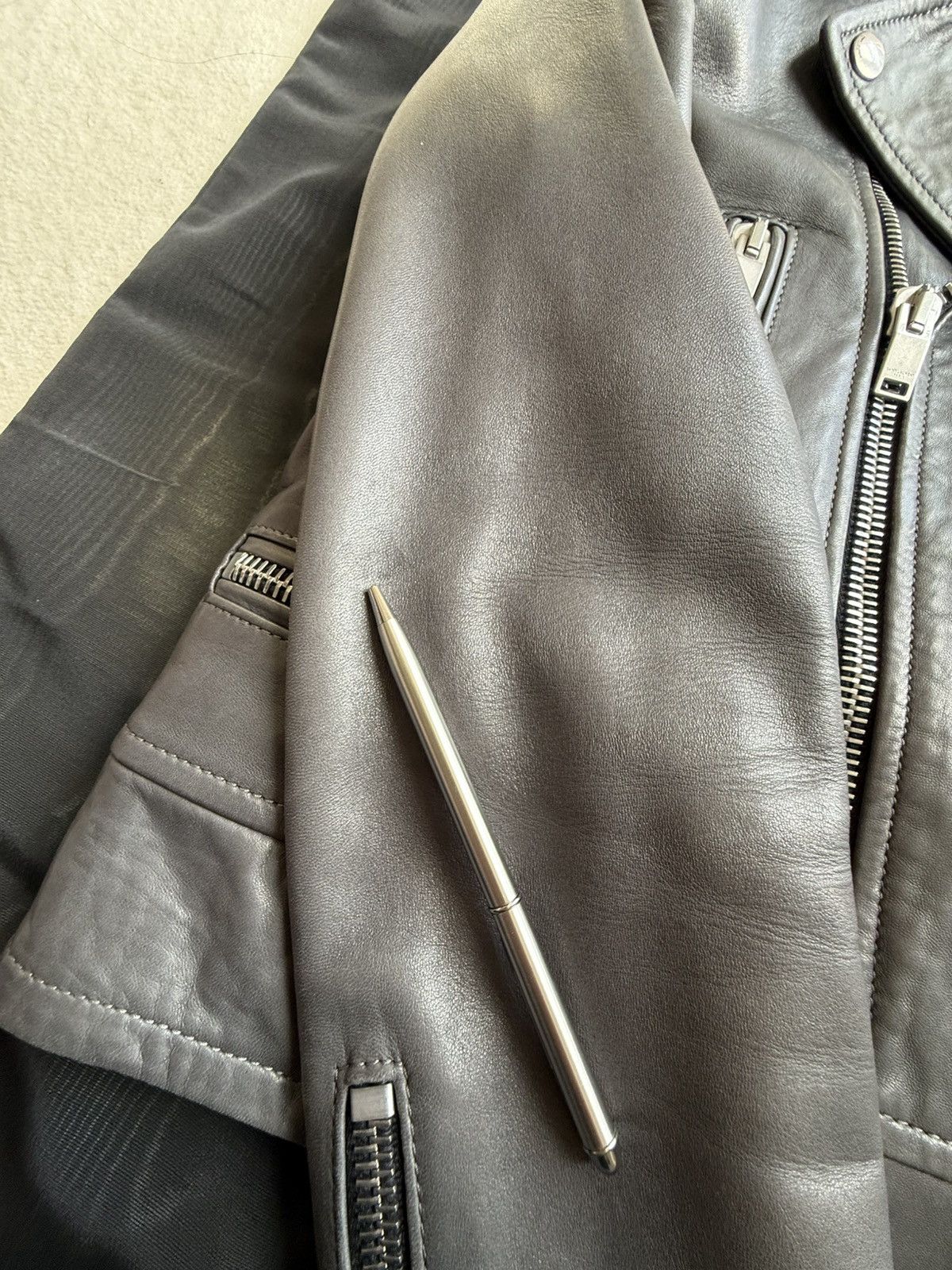 Saint Laurent Paris SS15 Saint Laurent L01 gray biker leather jacket Hedi FR38 Size S / US 4 / IT 40 - 19 Thumbnail