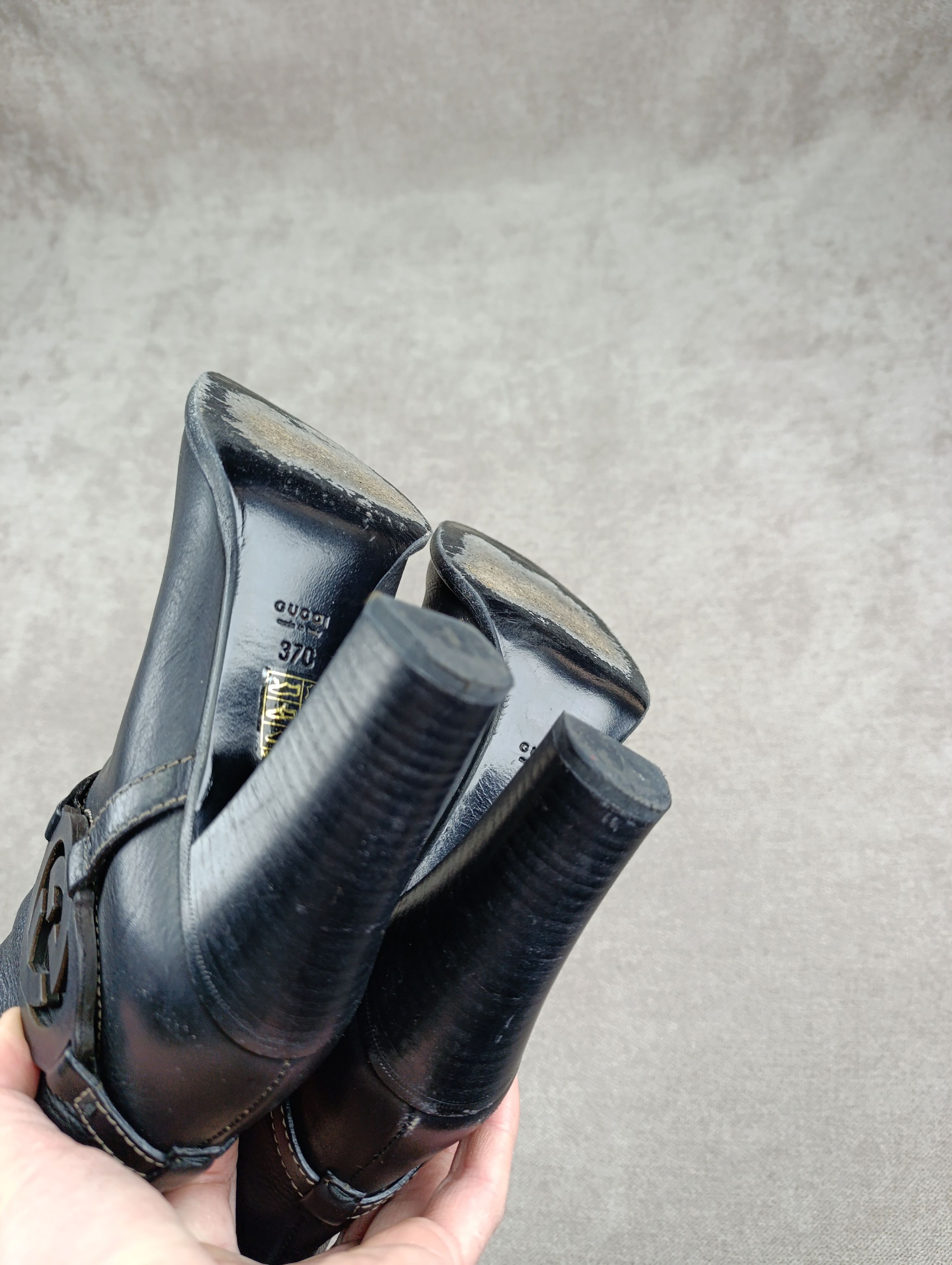 Gucci GUCCI BLACK GG INTERLOCK LOGO LEATHER BOOTS Size US 7 / IT 37 - 12 Thumbnail