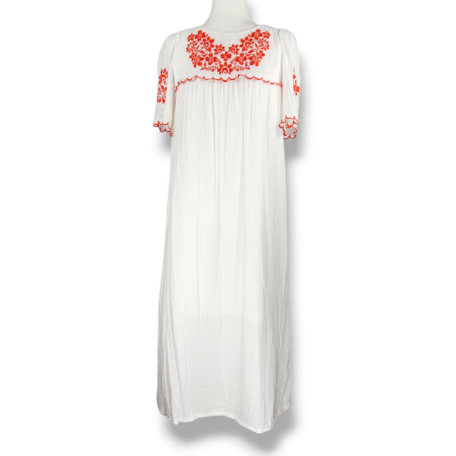 Old Navy EUC Old Navy Midi Swing Dress Sz. S [4-6] White Lilies Size S / US 4 / IT 40 - 2 Thumbnail