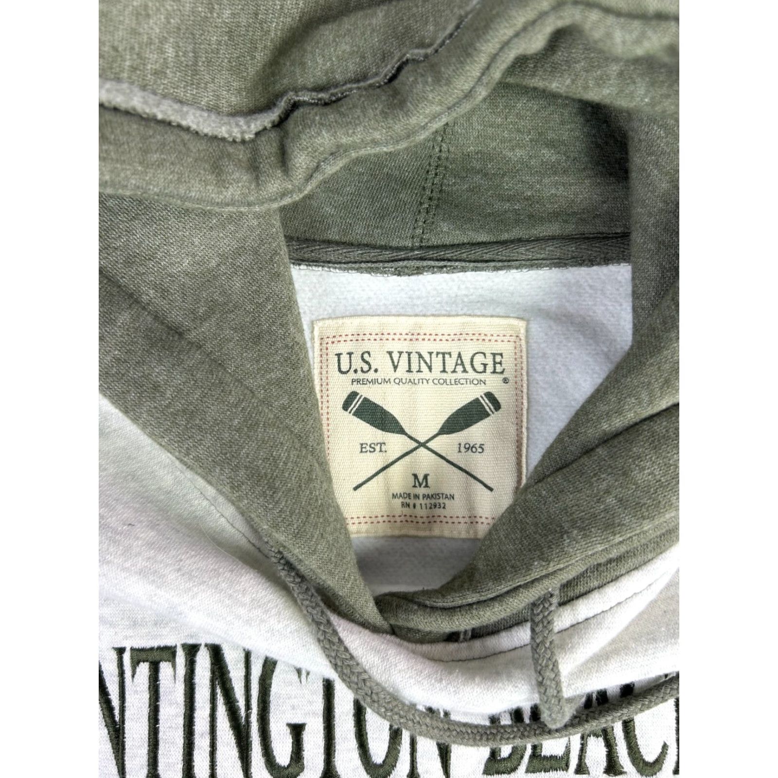 Vintage VINTAGE U.S. Vintage Huntington Beach California Hoodie Raglan Pullover Medium Two Tone Mens Hooded Pockets White 80s 90s Beach Size US M / EU 48-50 / 2 - 3 Thumbnail