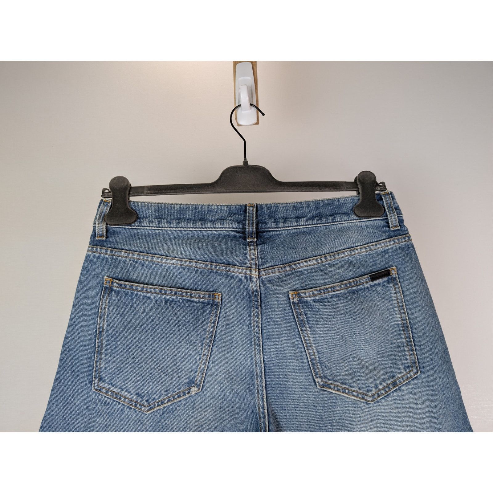 Saint Laurent Paris o1rshd1 Long Extreme Baggy Globe Sky Denim Jeans in Blue Size US 34 / EU 50 - 12 Thumbnail