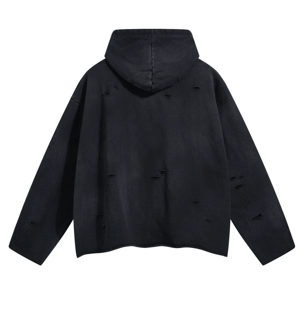 Designer × Vintage Oversized Printed Hoodie Irregularly Perforated Frilled Y2K Size US XL / EU 56 / 4 - 6 Thumbnail