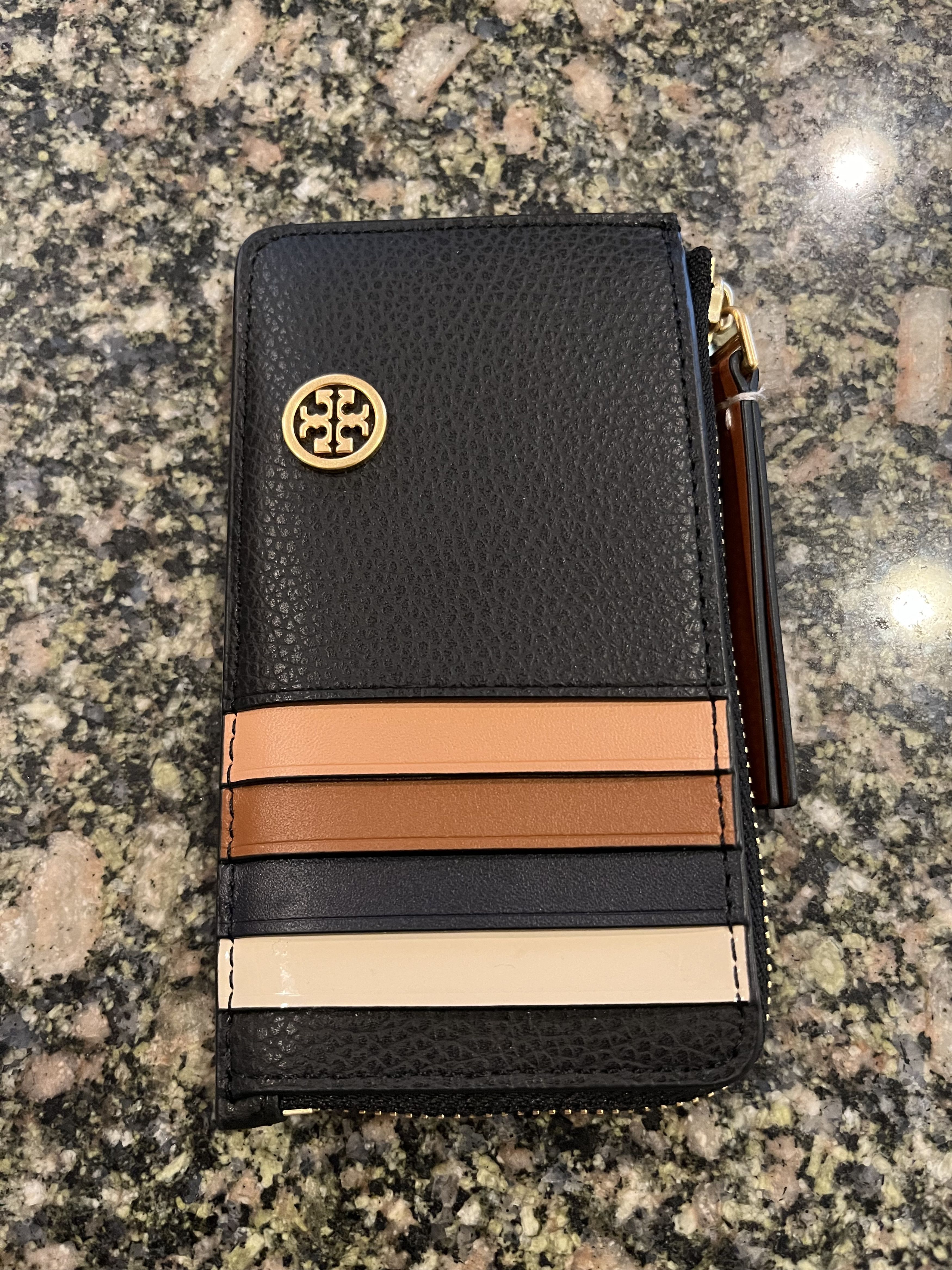Tory Burch Tory Burch Robinson Pebbled Top-Zip Card Case Size ONE SIZE - 1 Thumbnail