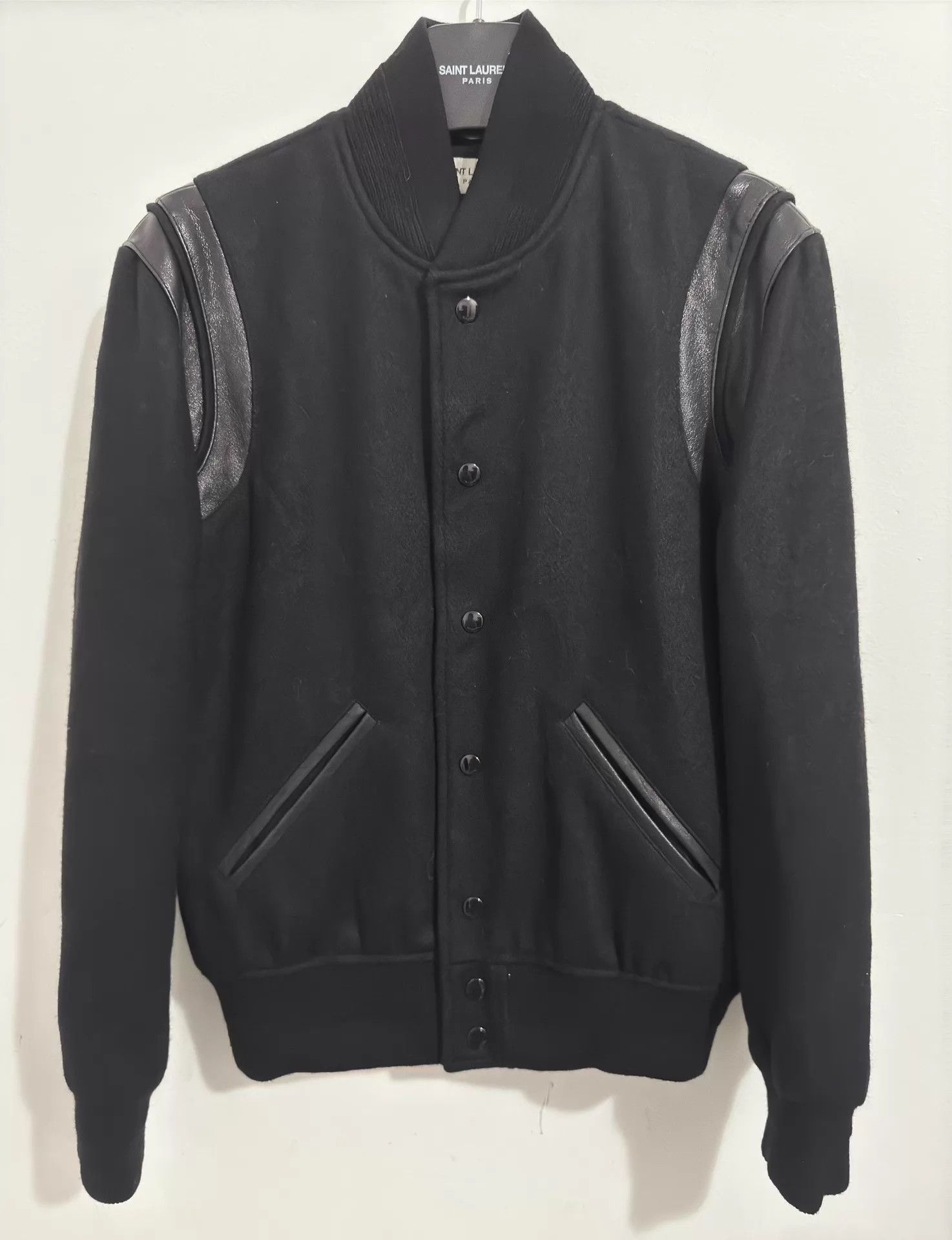 Saint Laurent Paris SLP 18FW Black Warrior Paneled Baseball Jacket Size US S / EU 44-46 / 1 - 1 Thumbnail