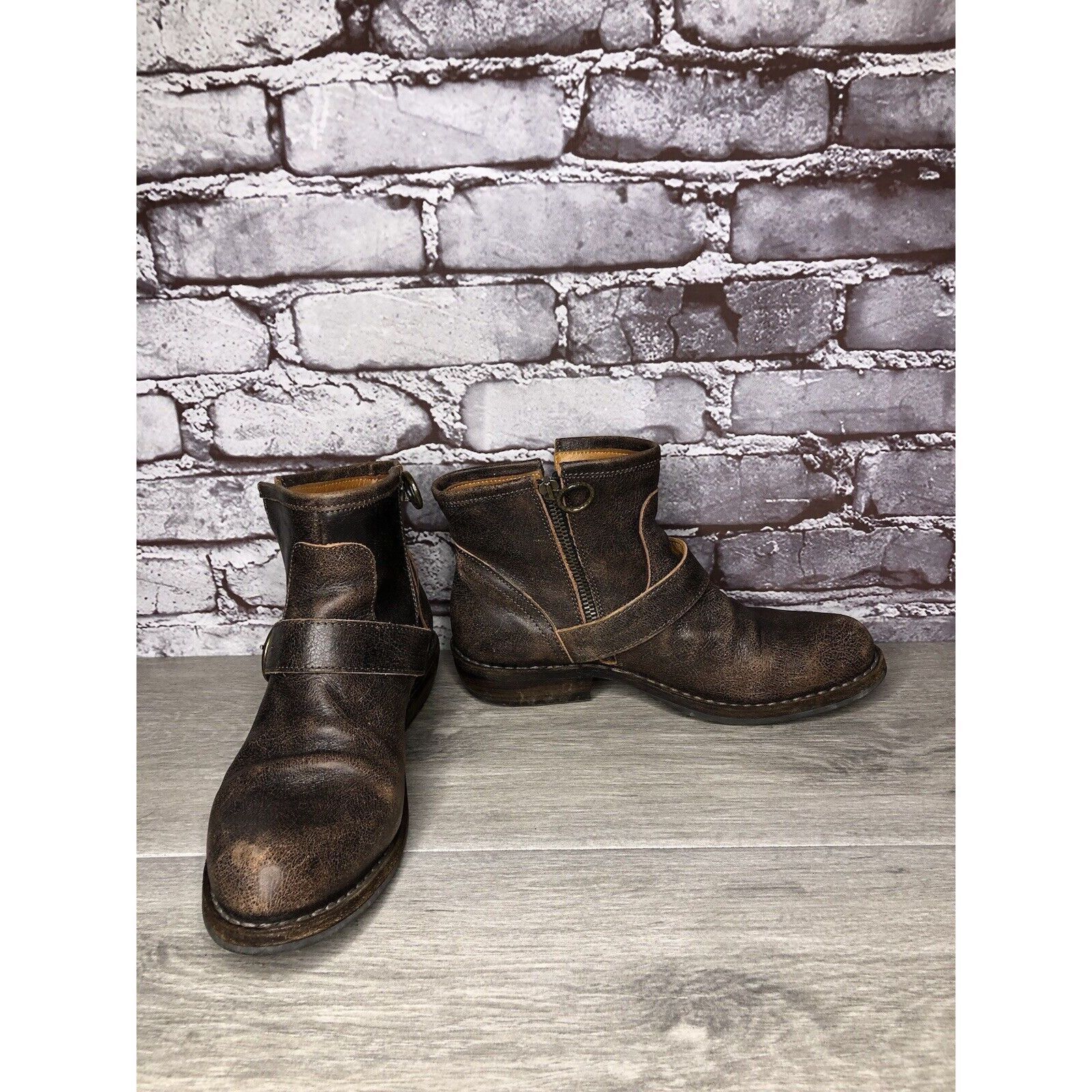Fiorentini + Baker Fiorentini + Baker Brown Leather Side Zip Buckle Ankle Boots Size US 7 / IT 37 - 10 Thumbnail