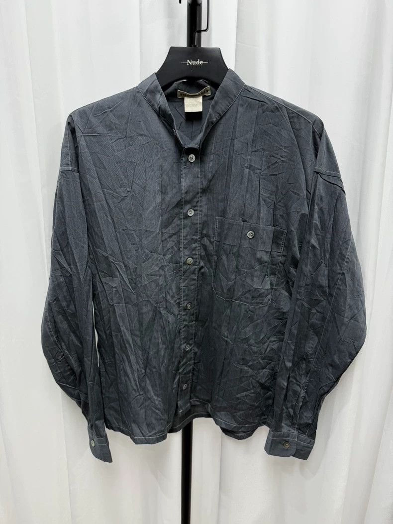 Issey Miyake Issey miyake Striped pleated stand-up collar shirt 2502-Nex Size US L / EU 52-54 / 3 - 1 Thumbnail