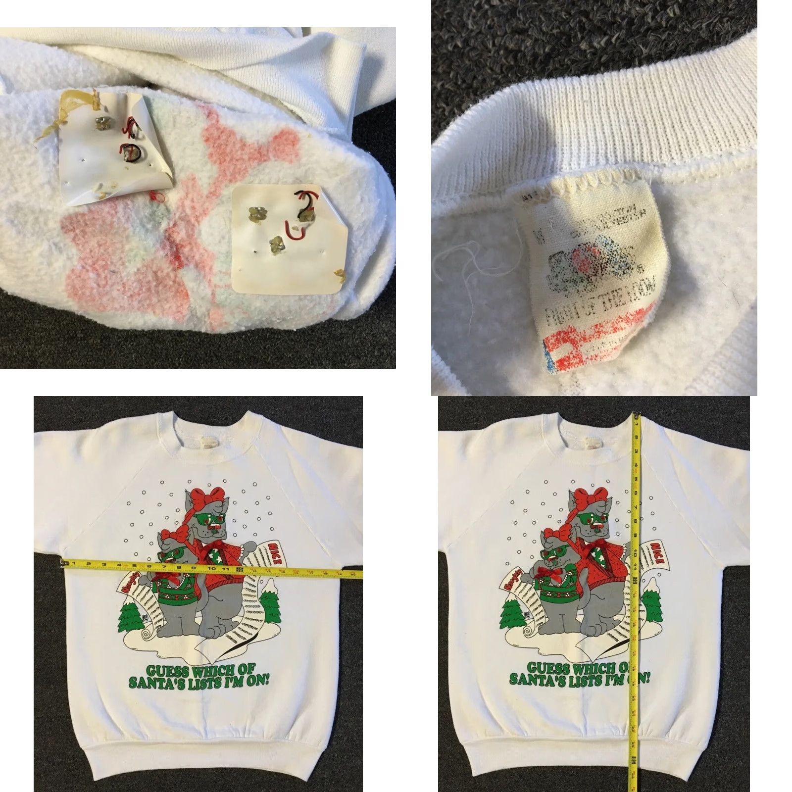 Vintage VINTAGE 90s Christmas Cats Faded Naughty List Sweatshirt Hoodie Men S White Cat Santa Grunge Art Cartoon Funny USA USA Size US S / EU 44-46 / 1 - 11 Thumbnail