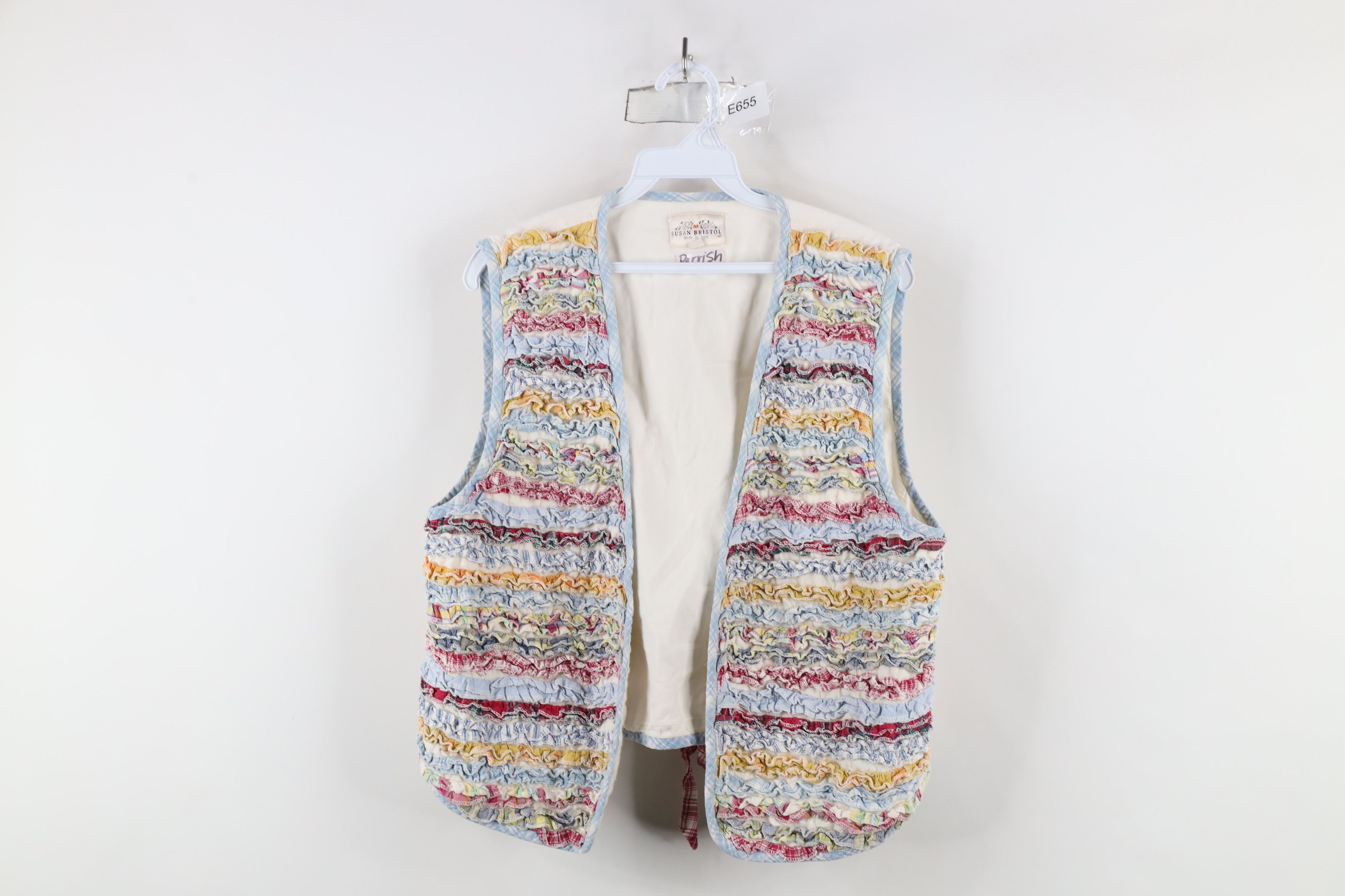 Vintage Vintage 90s Streetwear Ruffled Quilt Open Front Vest Jacket Size XL / US 12-14 / IT 48-50 - 1 Thumbnail