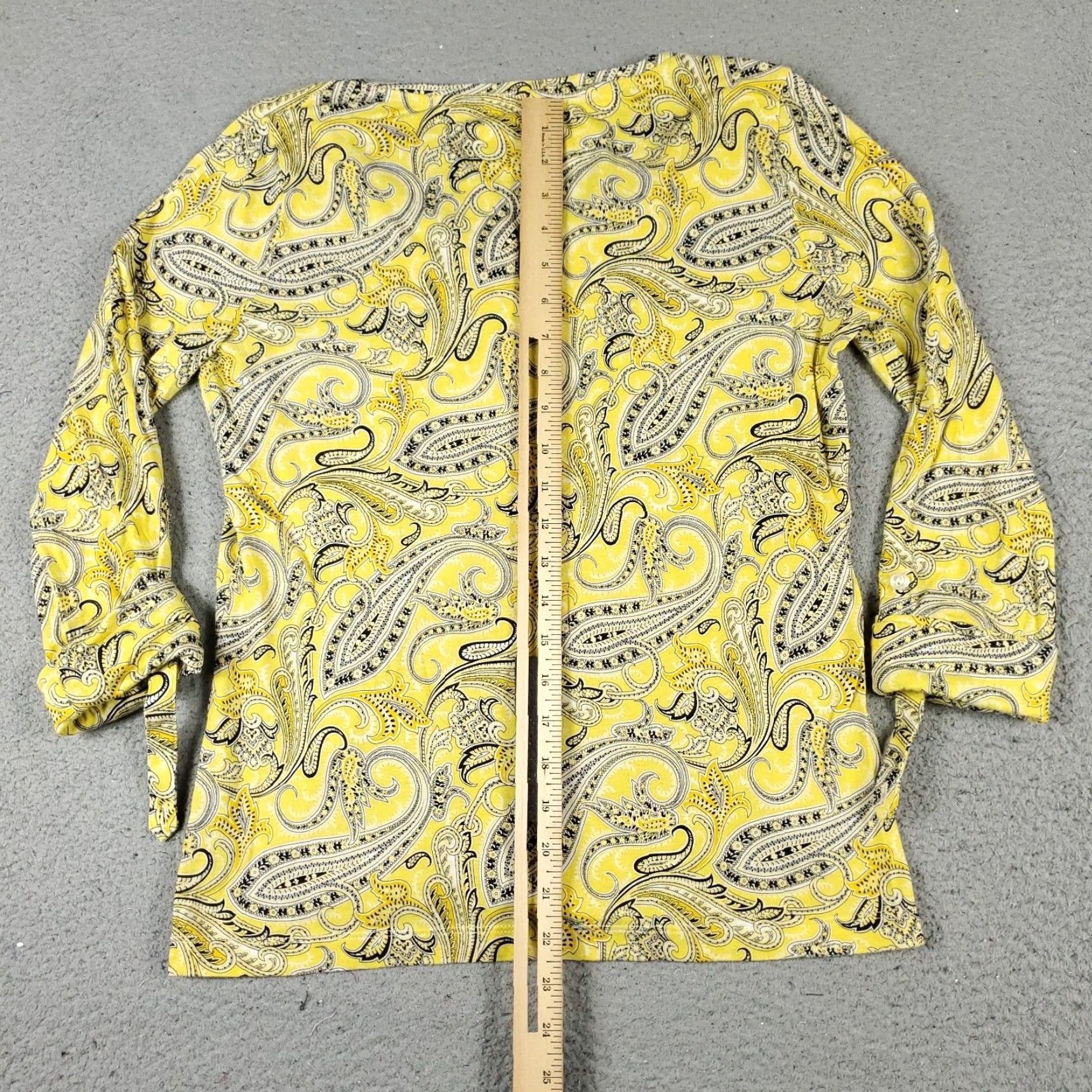 Ralph Lauren Lauren Ralph Lauren Blouse Womens Size Small Yellow Paisley Long Sleeve Button Up Classic Preppy Size S / US 4 / IT 40 - 5 Thumbnail