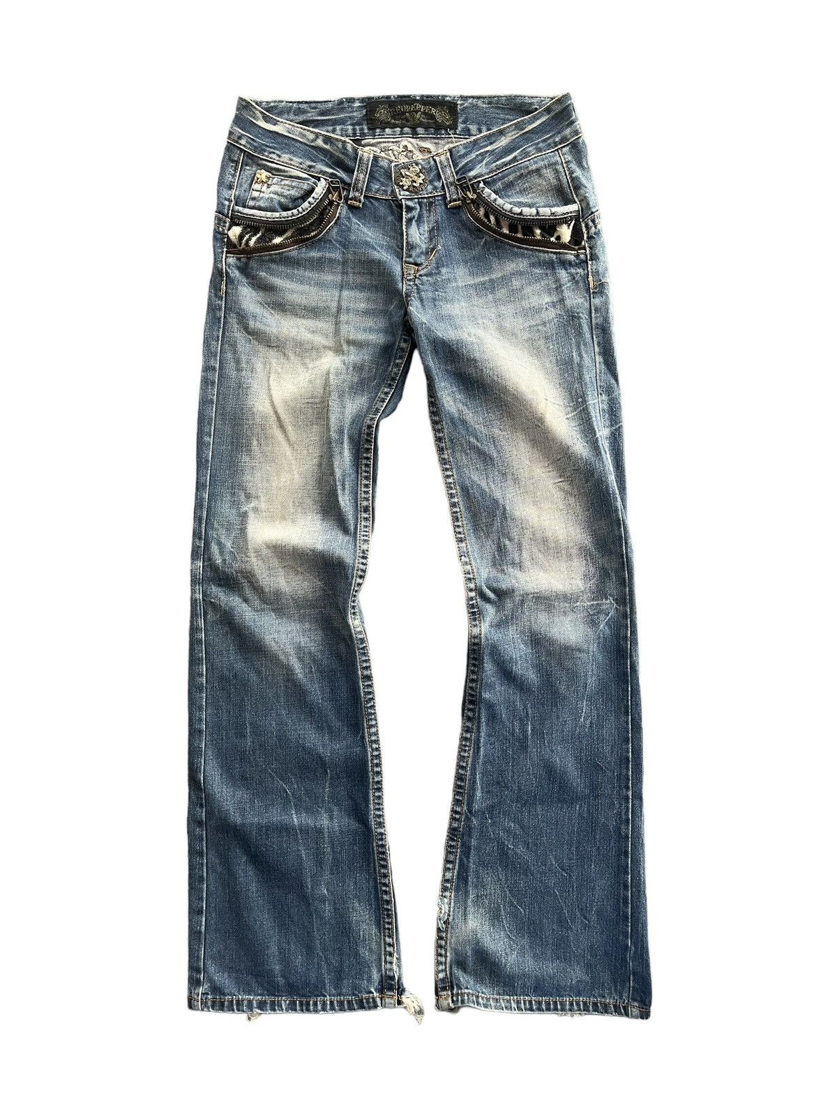 Image of 14Th Addiction x Kmrii Japanese~Redpepper Denim Flare Seditionaries Pants Boot Cut, Men's (Size 30)